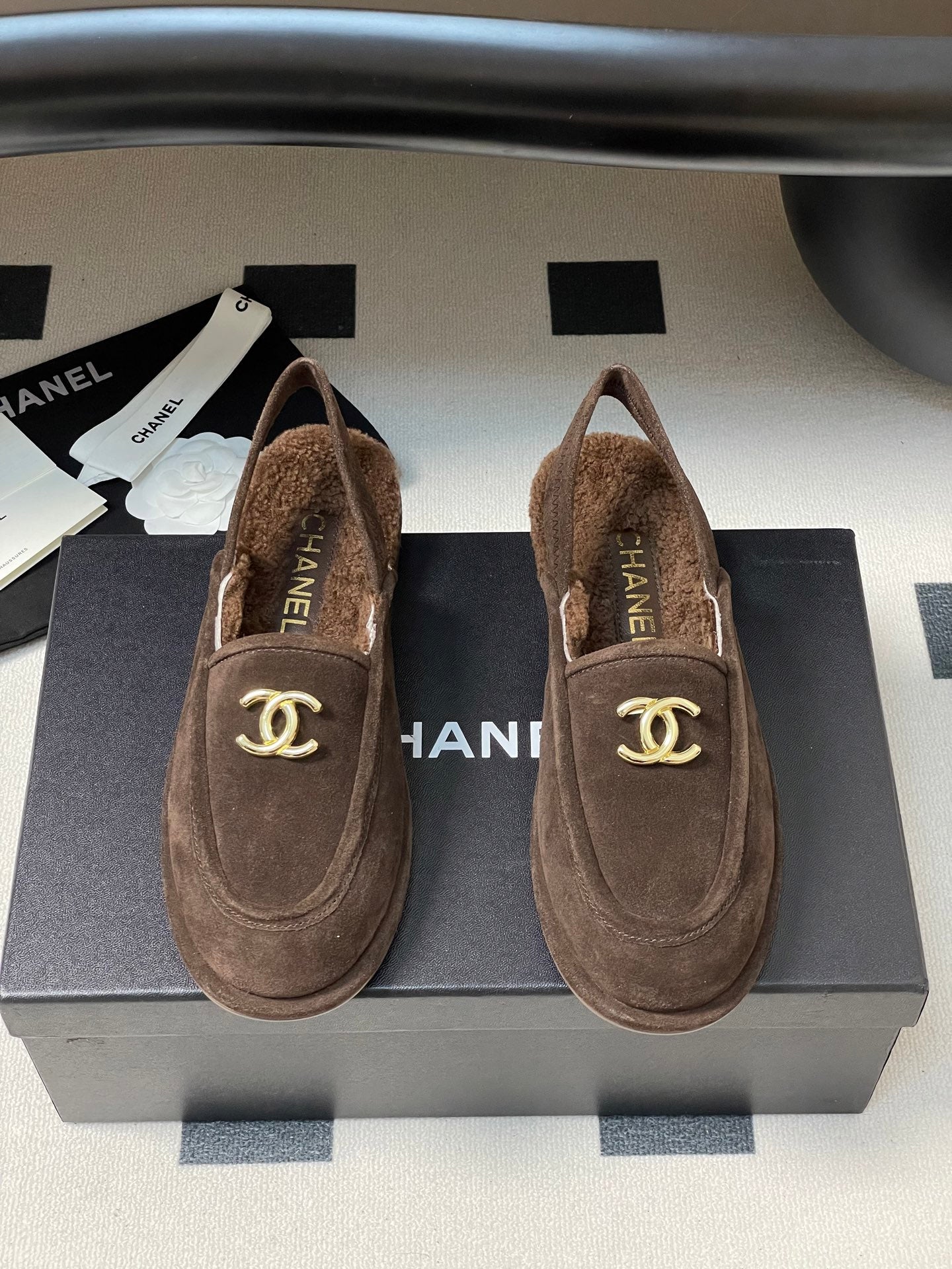 CC 25A Slingback Loafer Chocolate Sherpa Suede