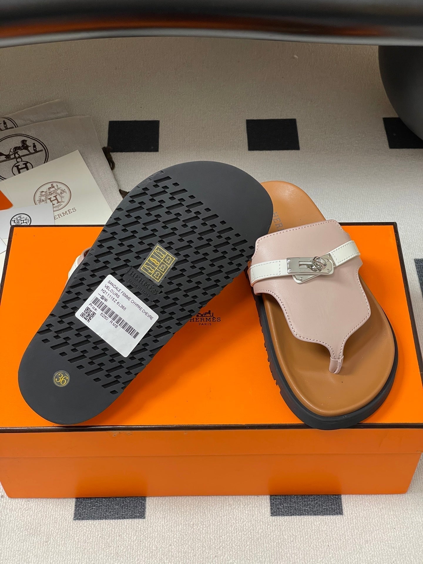 HM Empire Sandal Brown Pink Cowhide 377541