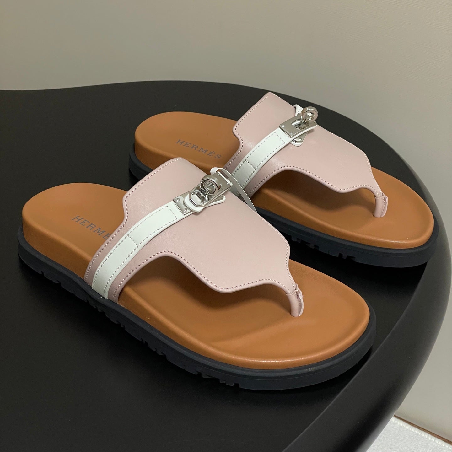 HM Empire Sandal Brown Pink Cowhide 377541