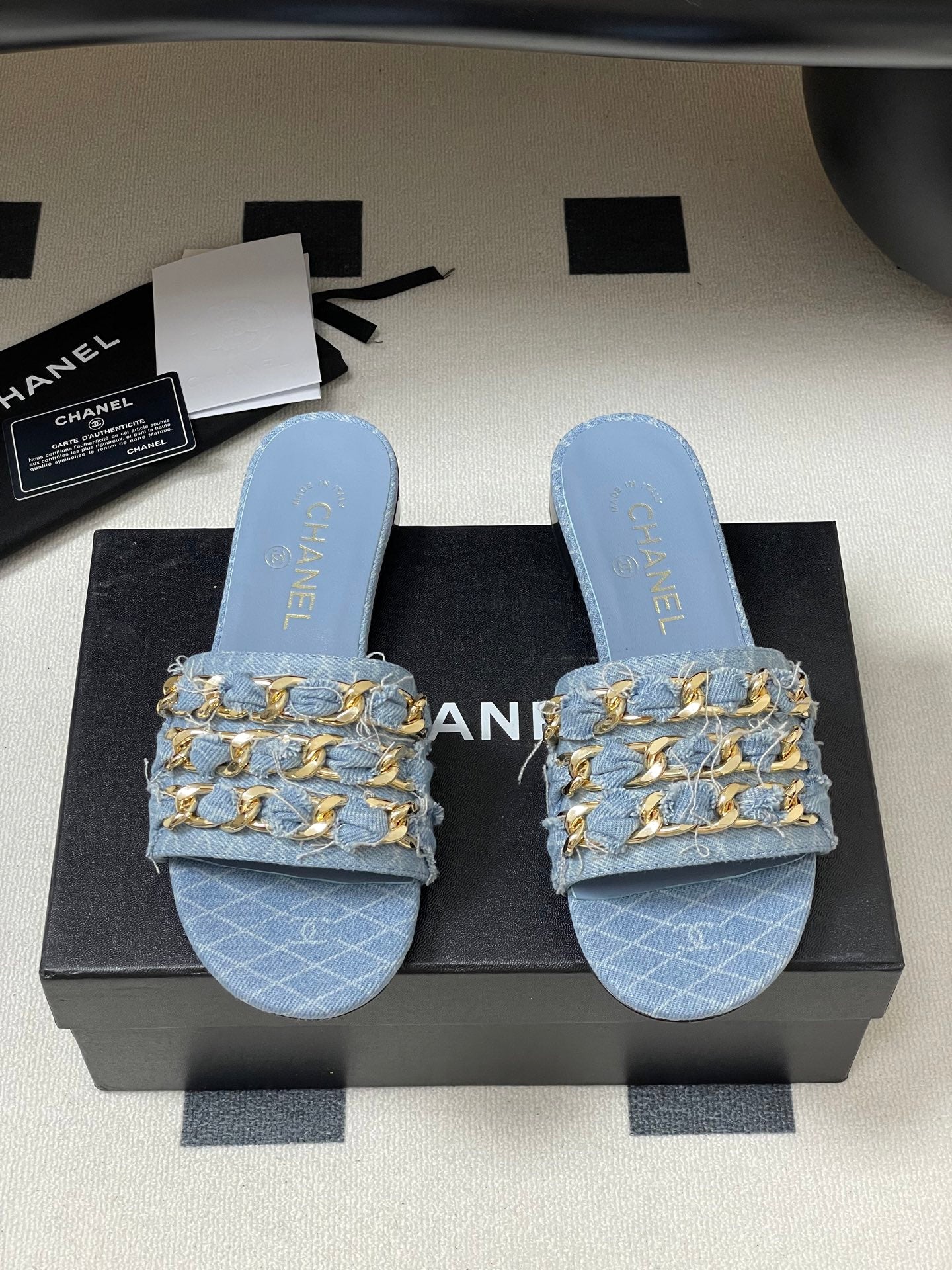 CC 25 Flats Slippers Blue Sheepskin 364722
