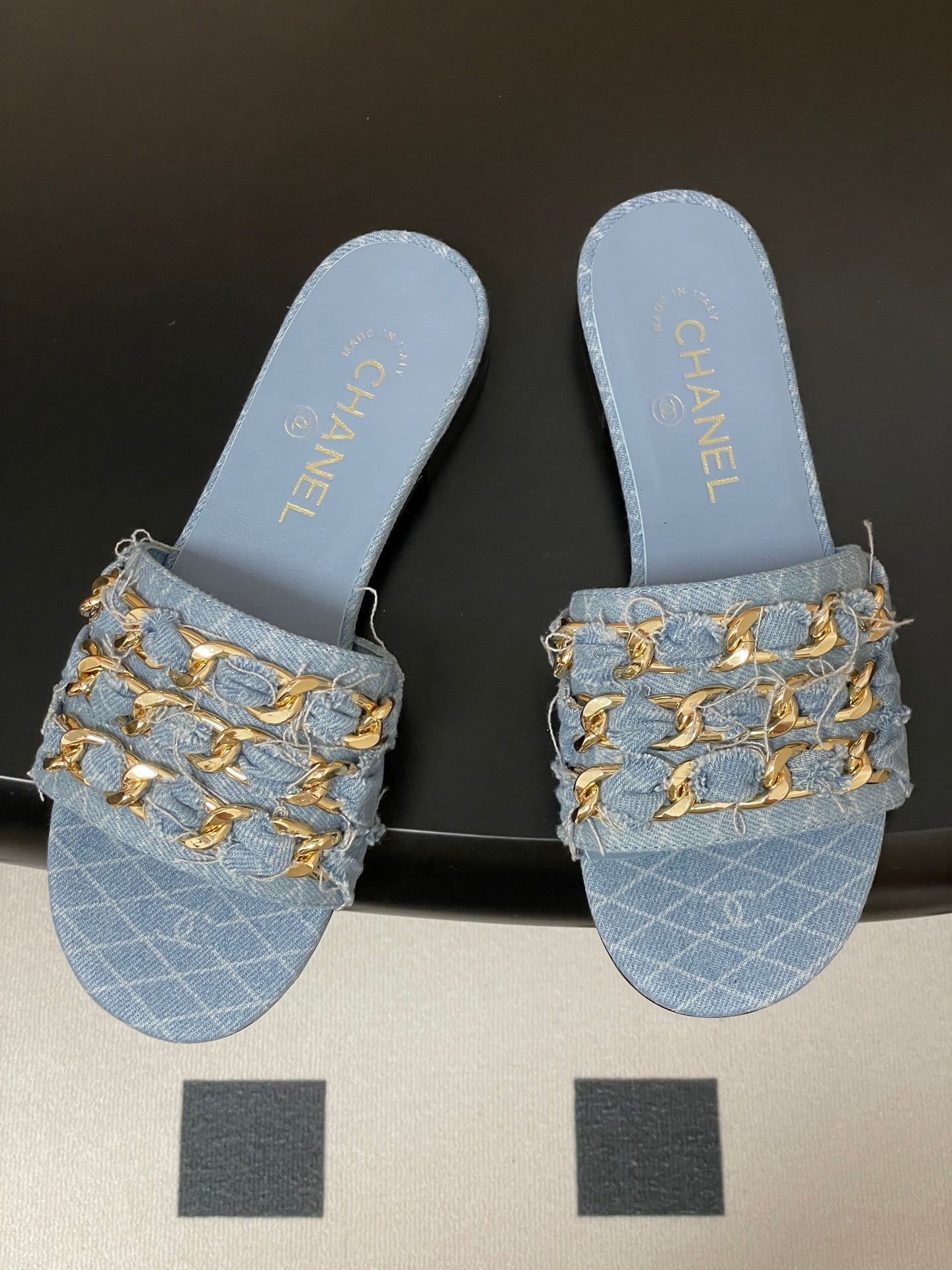 CC 25 Flats Slippers Blue Sheepskin 364722