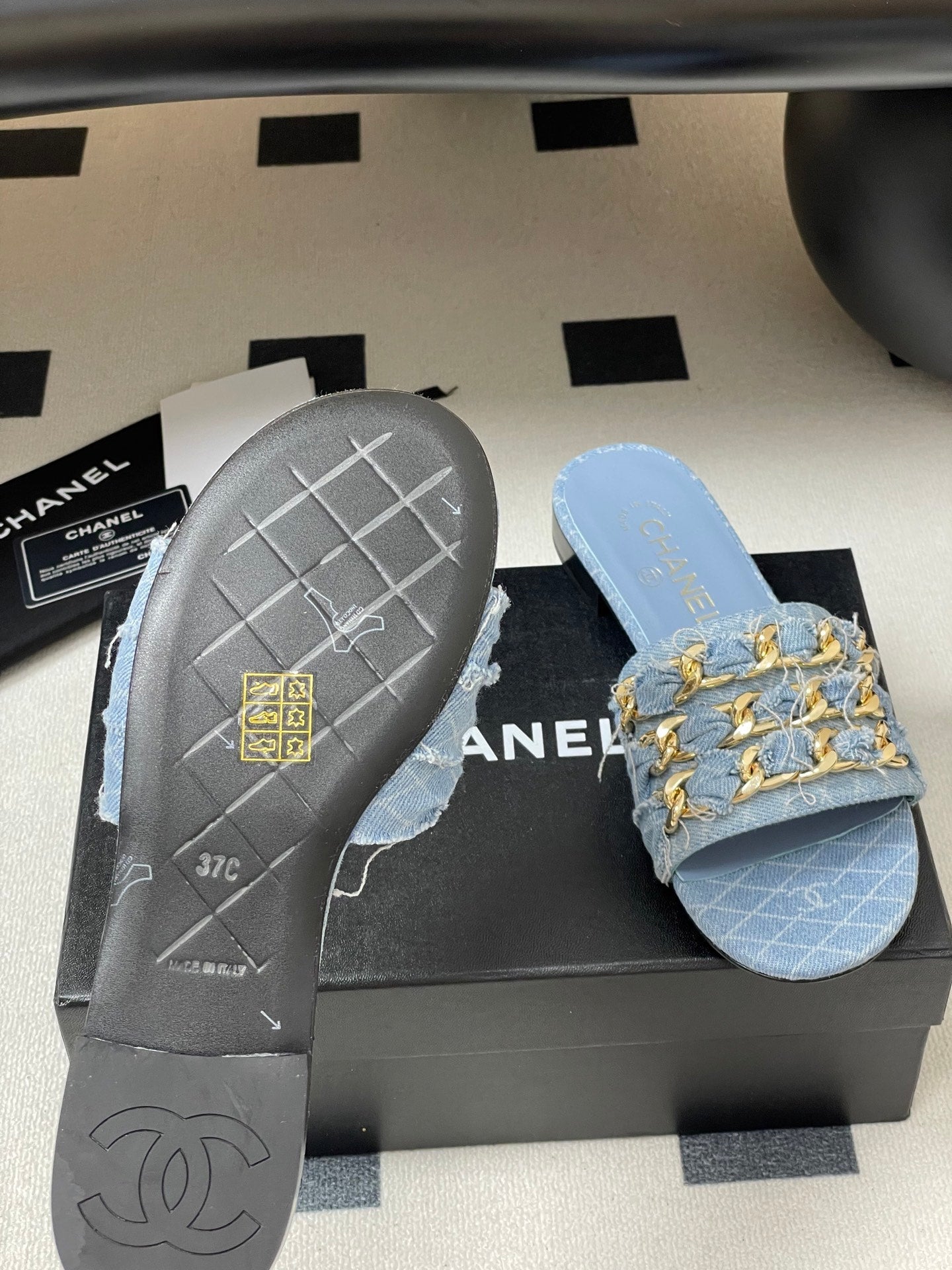 CC 25 Flats Slippers Blue Sheepskin 364722