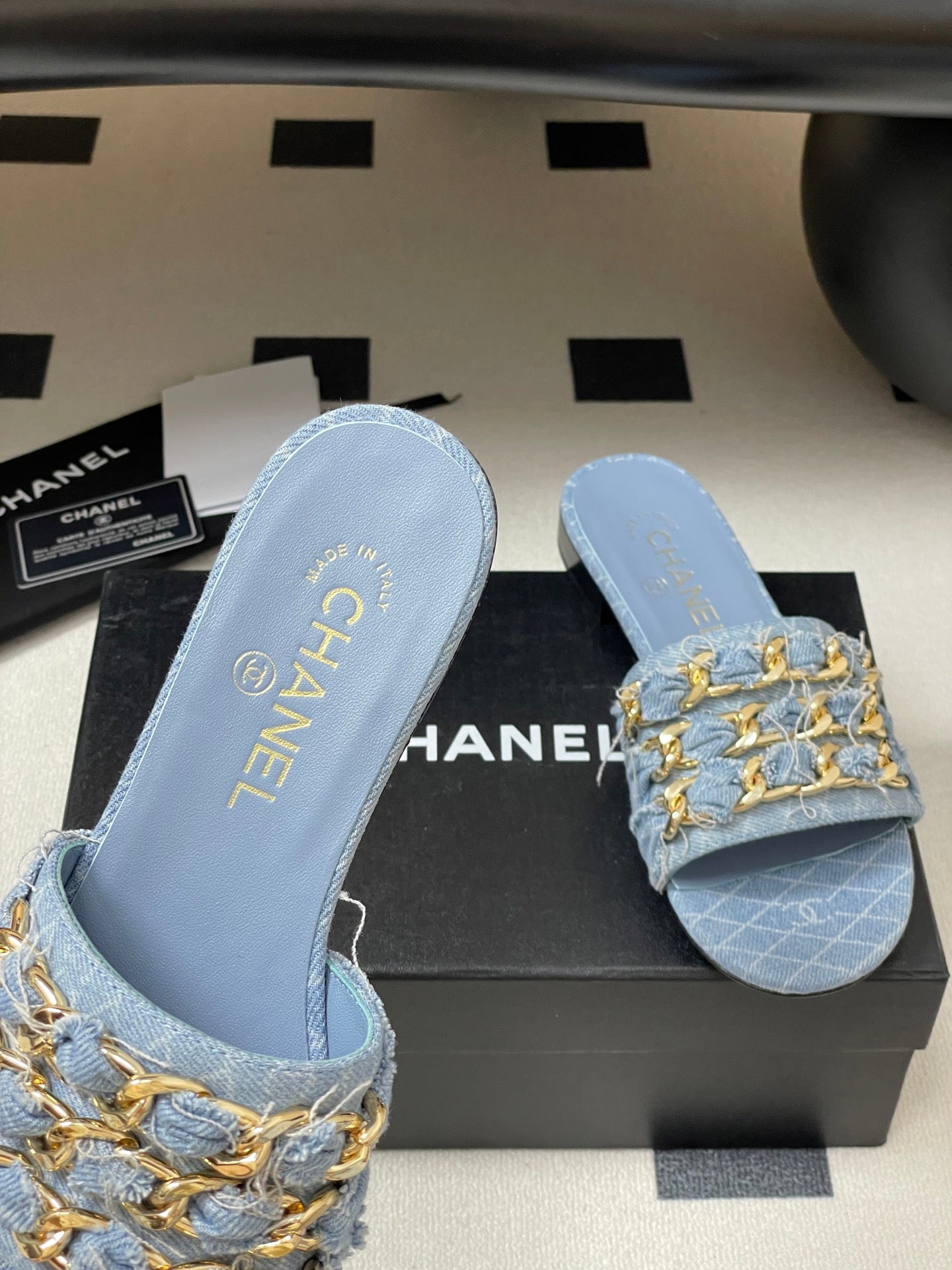 CC 25 Flats Slippers Blue Sheepskin 364722
