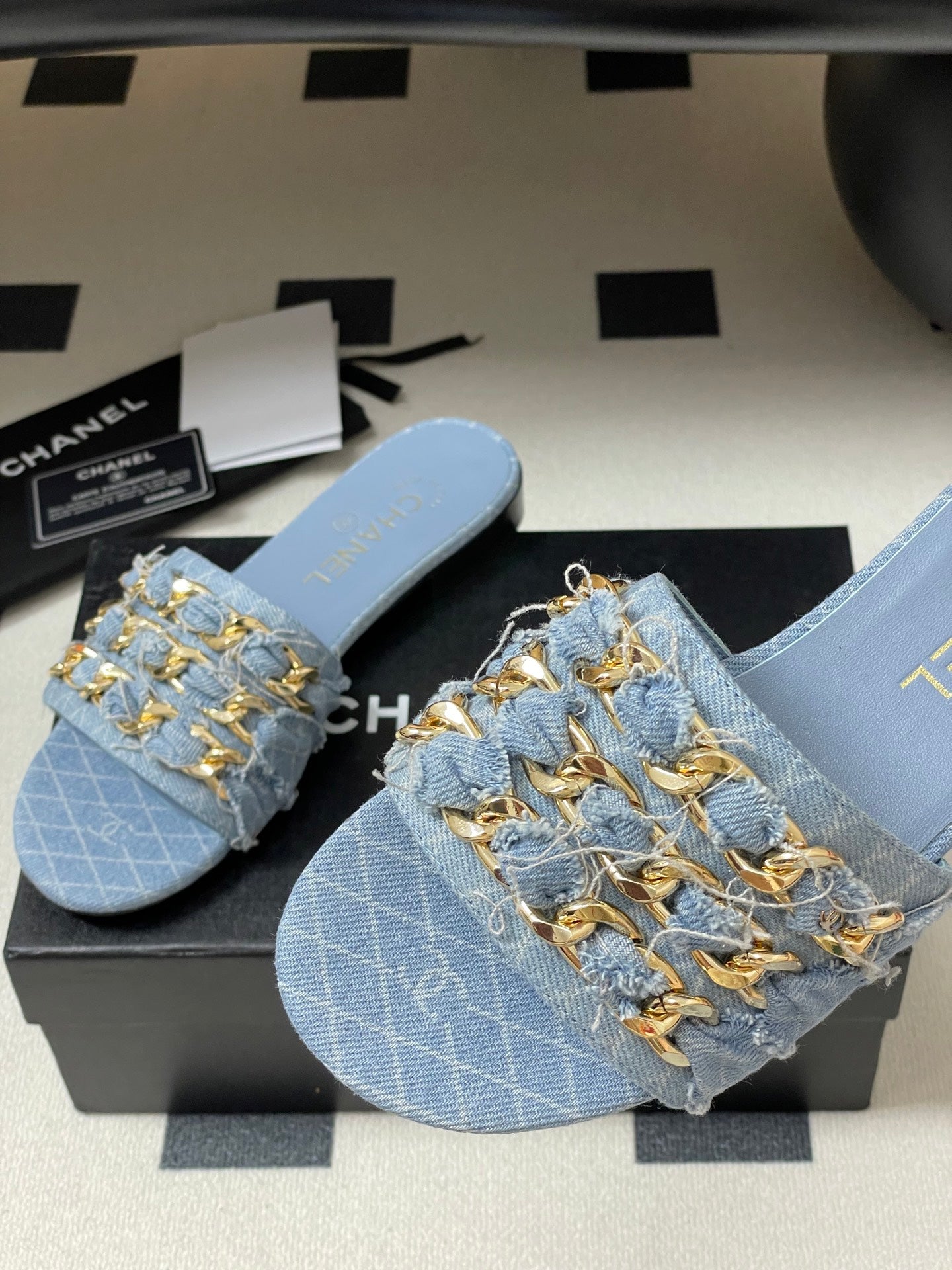 CC 25 Flats Slippers Blue Sheepskin 364722