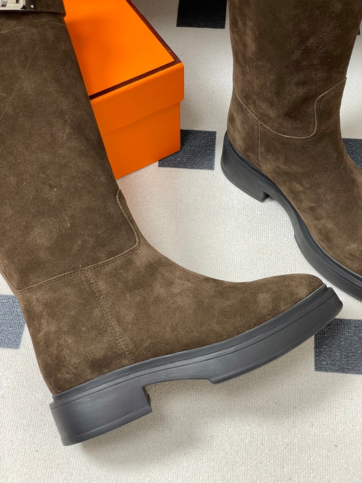 HM Jumping Boots Dark Brown Kelly Buckle Suede 423265