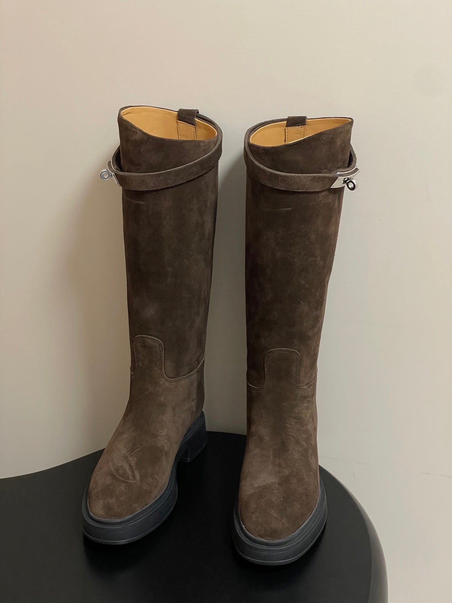 HM Jumping Boots Dark Brown Kelly Buckle Suede 423265
