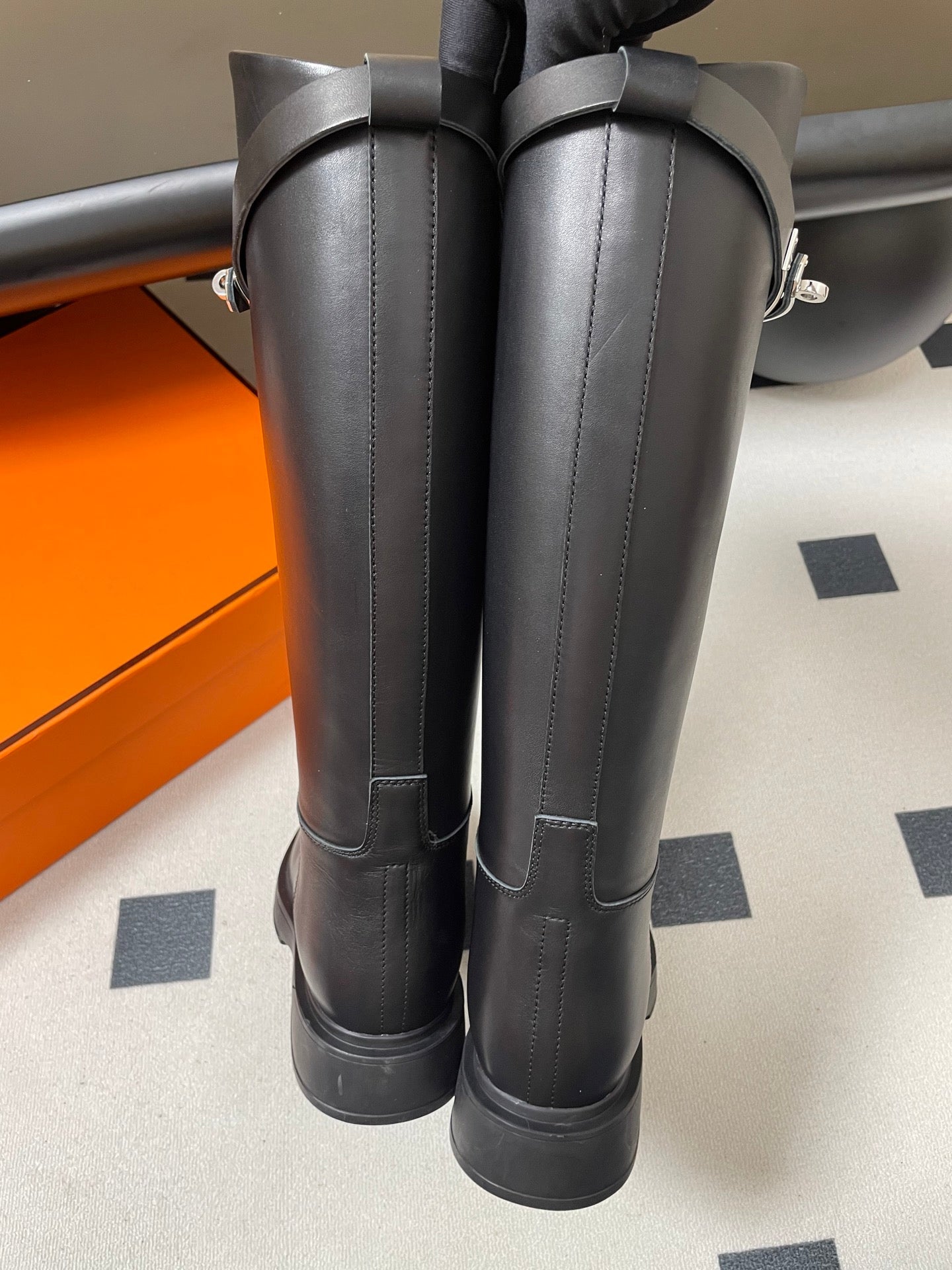 HM Jumping Boots Black Kelly Buckle Cowhide Leather