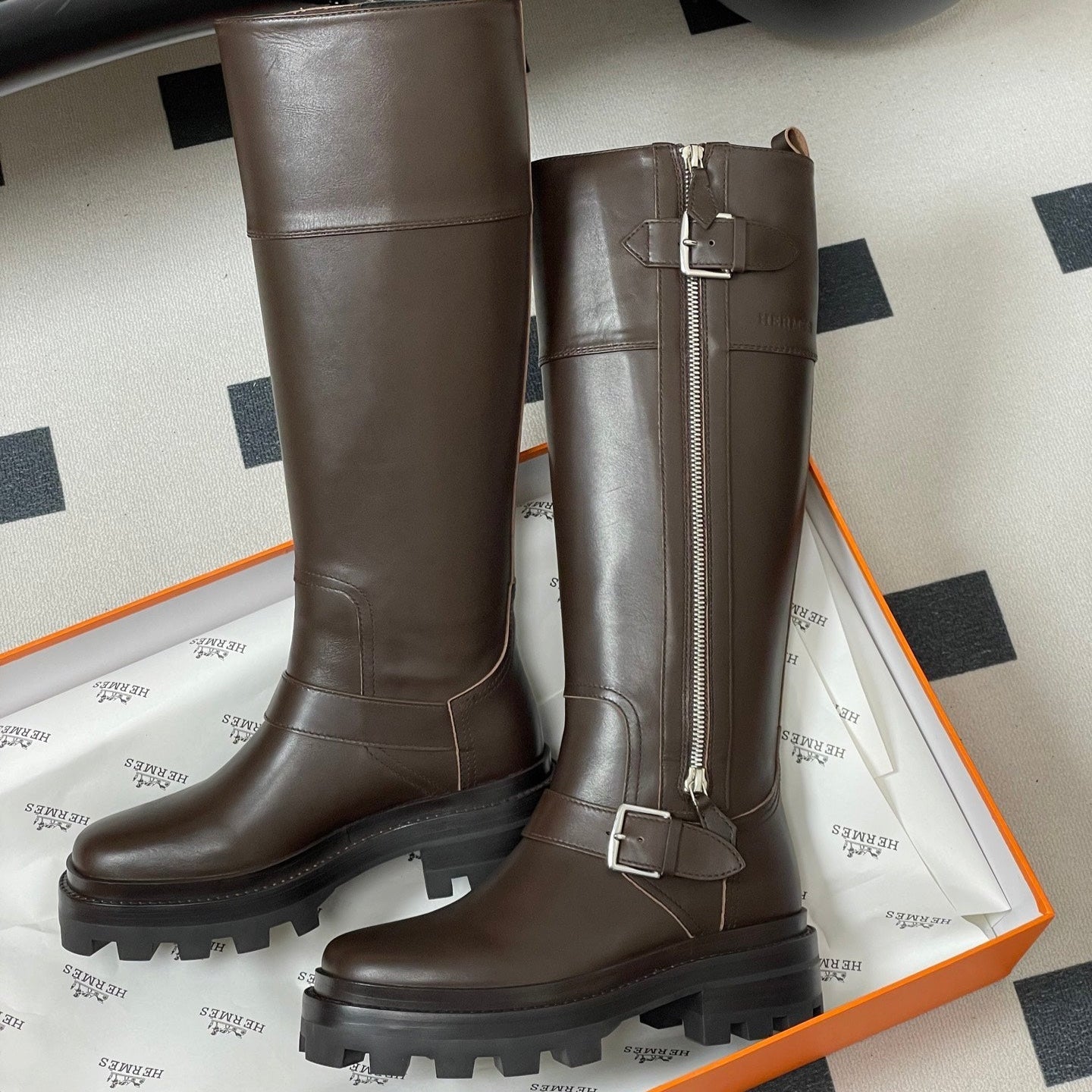 HM Jumping Boots 50 Dark Brown Edge Lock Calfskin