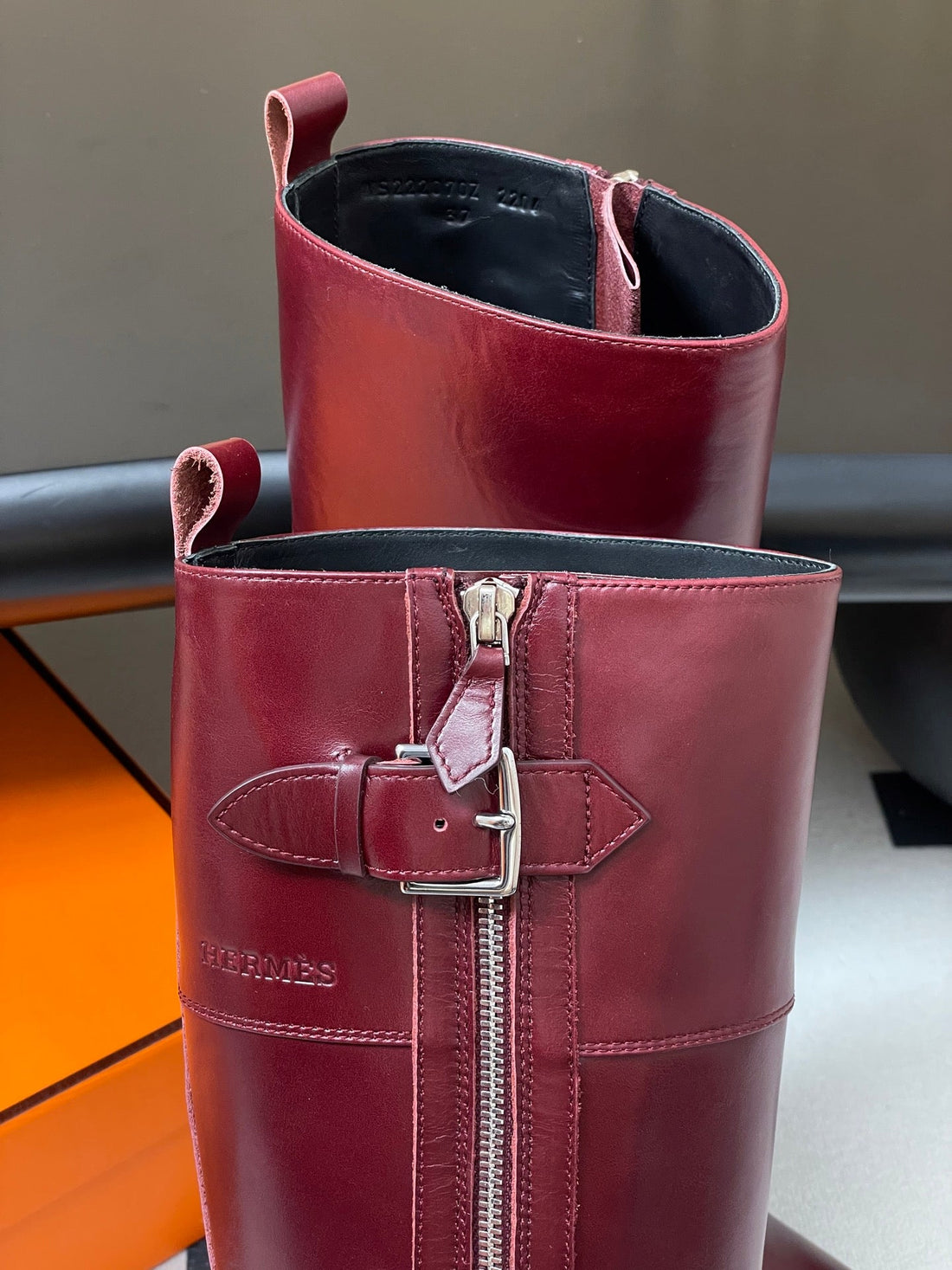 HM Jumping Boots 50 Wine Red Edge Lock Calfskin