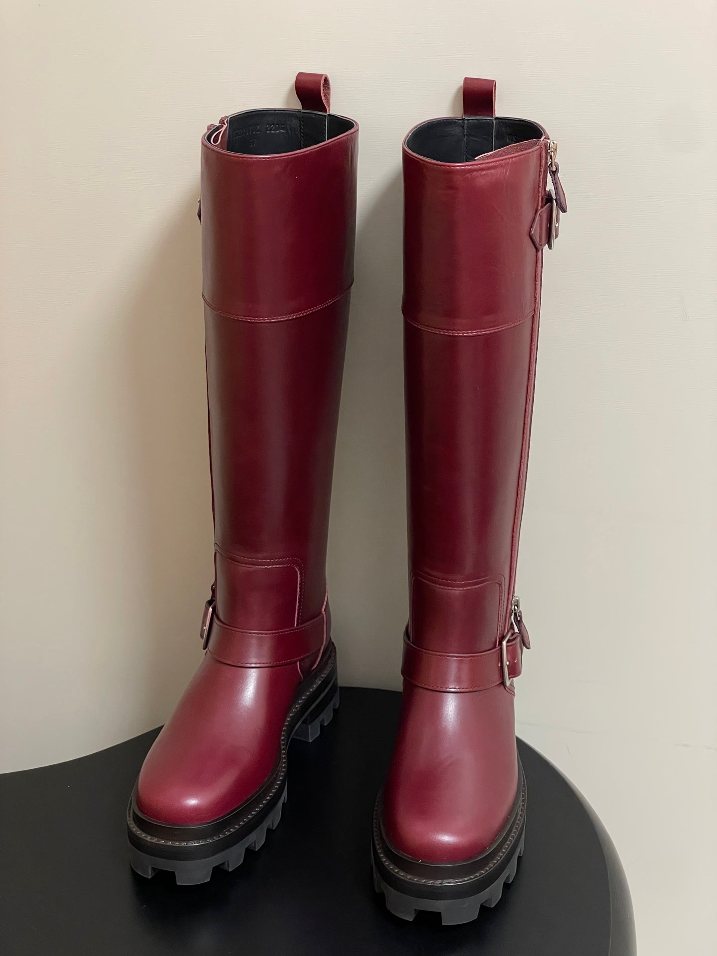 HM Jumping Boots 50 Wine Red Edge Lock Calfskin