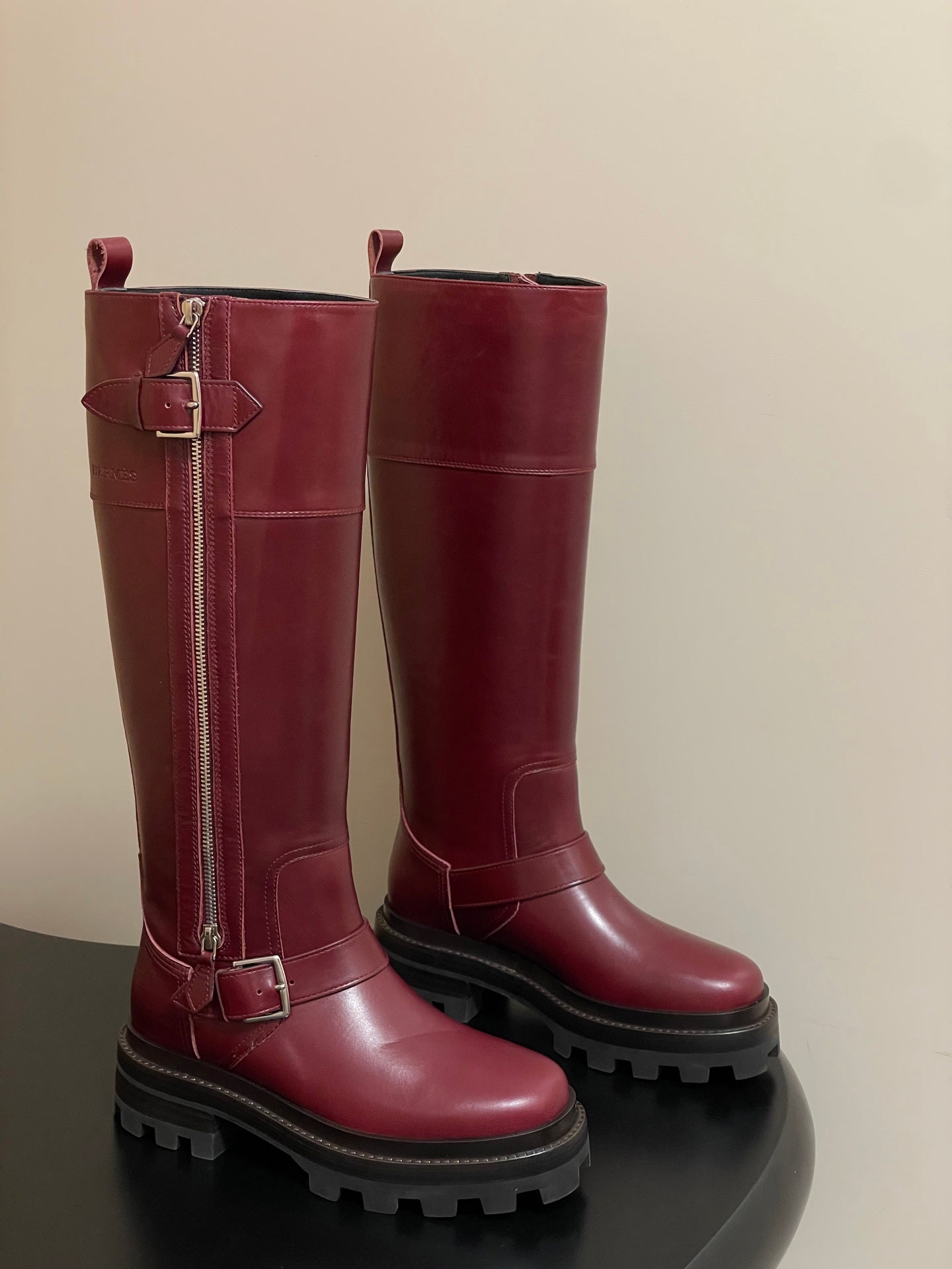 HM Jumping Boots 50 Wine Red Edge Lock Calfskin