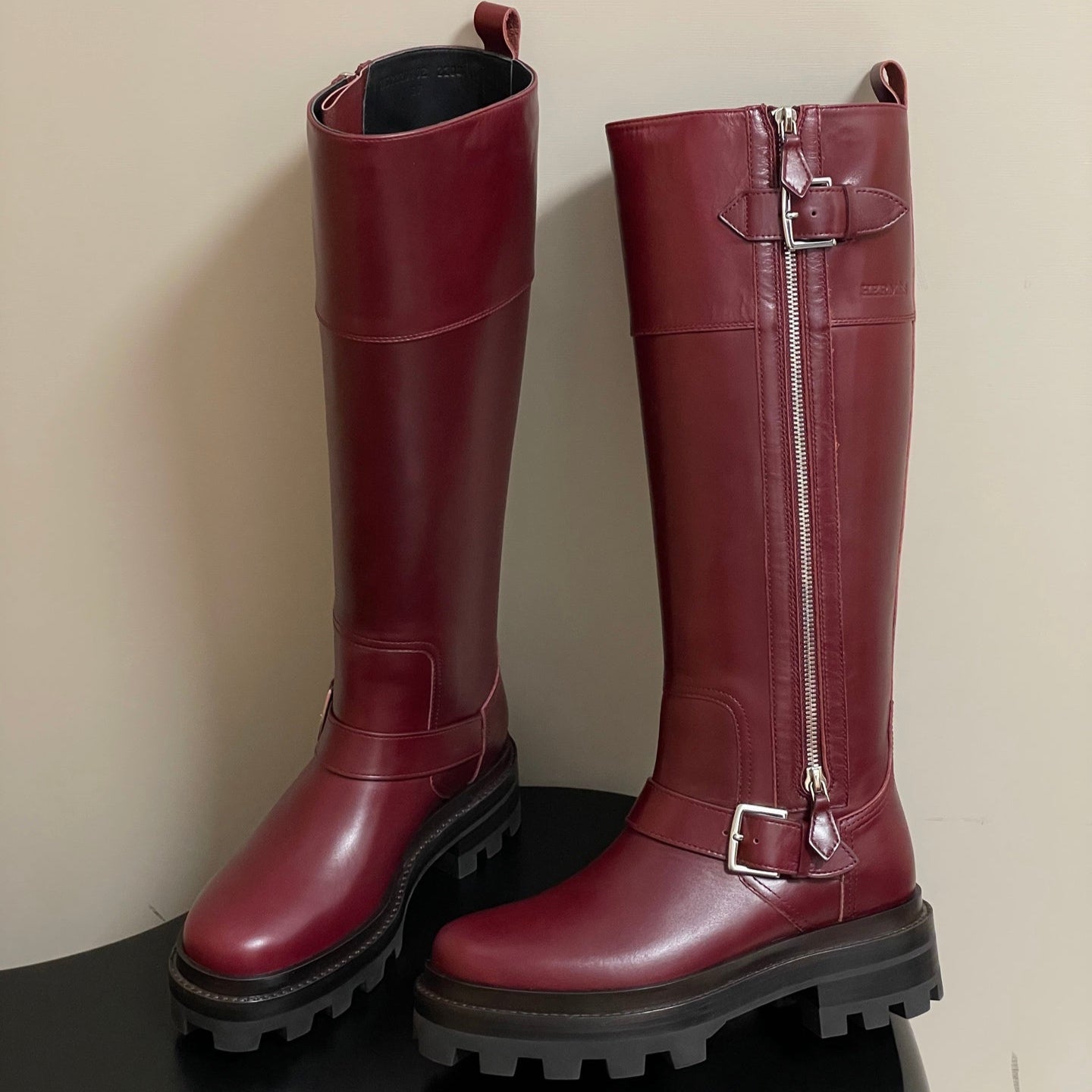 HM Jumping Boots 50 Wine Red Edge Lock Calfskin