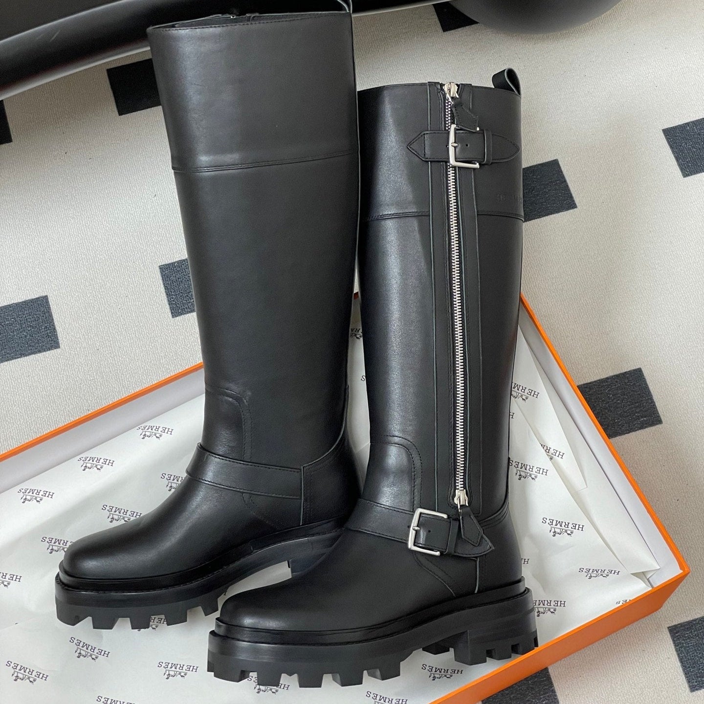 HM Jumping Boots 50 Black Edge Lock Calfskin