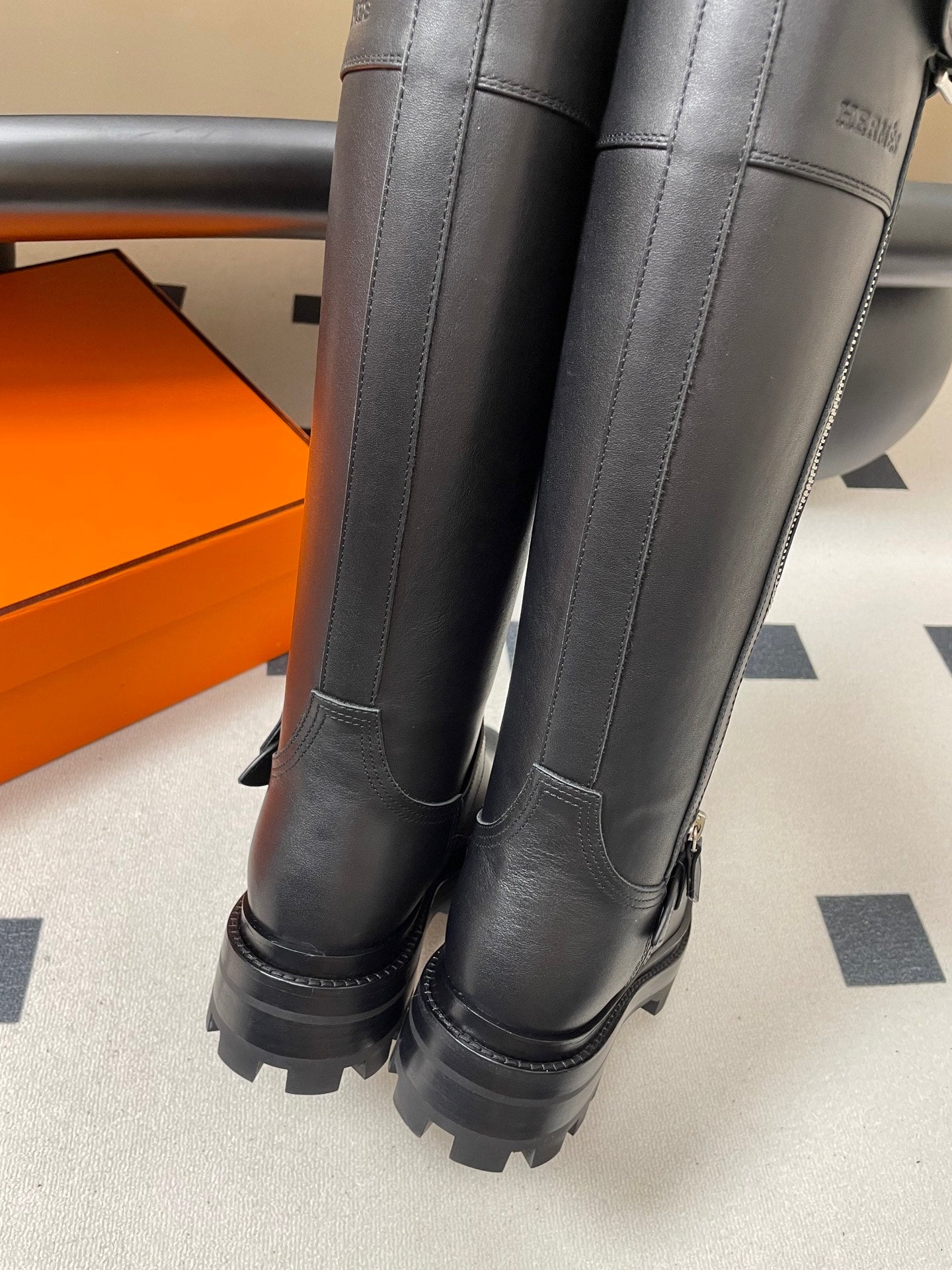 HM Jumping Boots 50 Black Edge Lock Calfskin