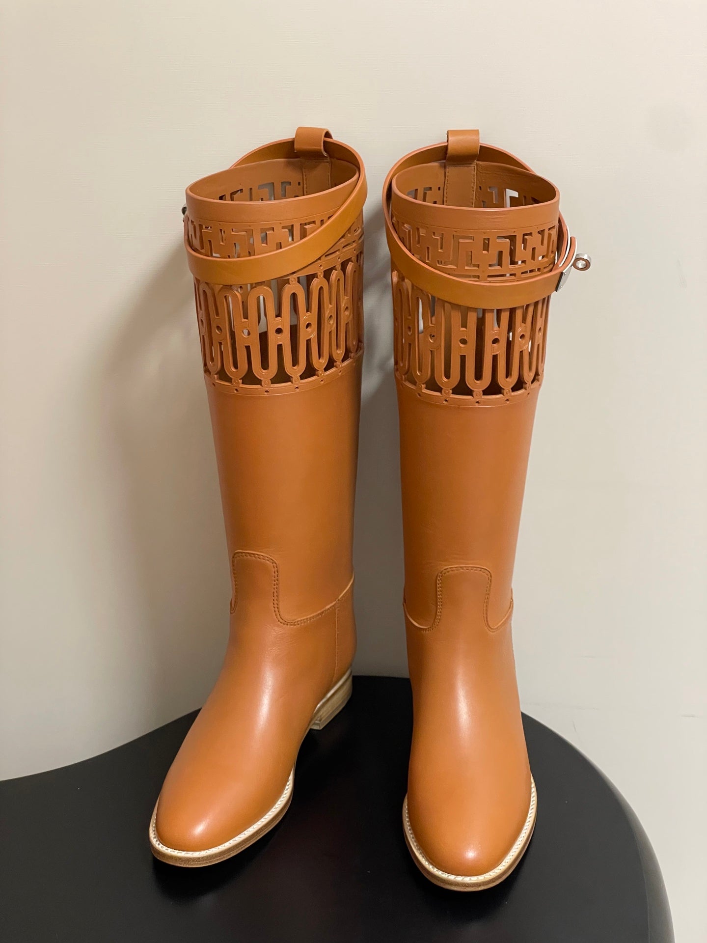 HM Jumping Boots Caramel Brown Kelly Buckle Calfskin 423263