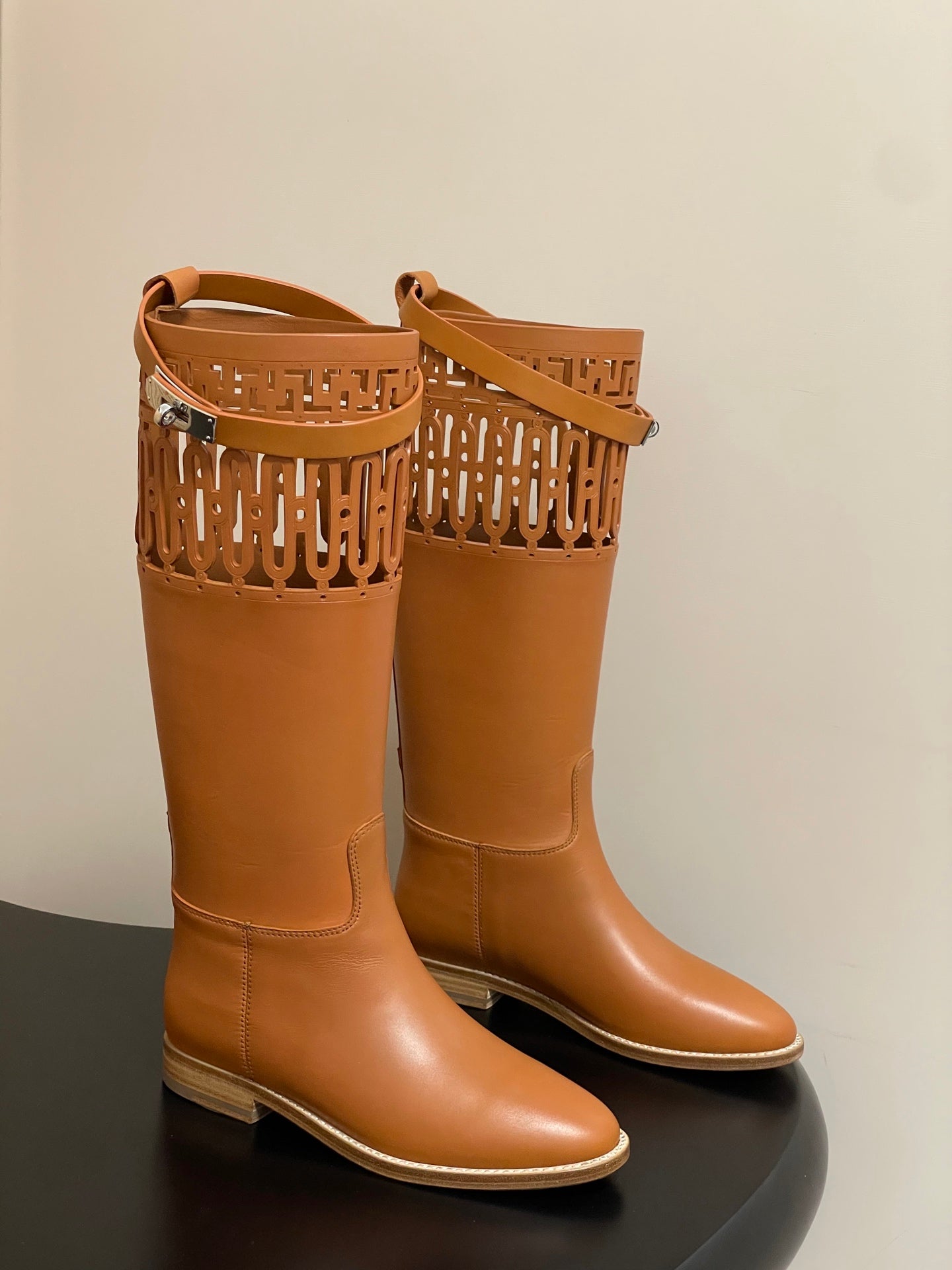 HM Jumping Boots Caramel Brown Kelly Buckle Calfskin 423263