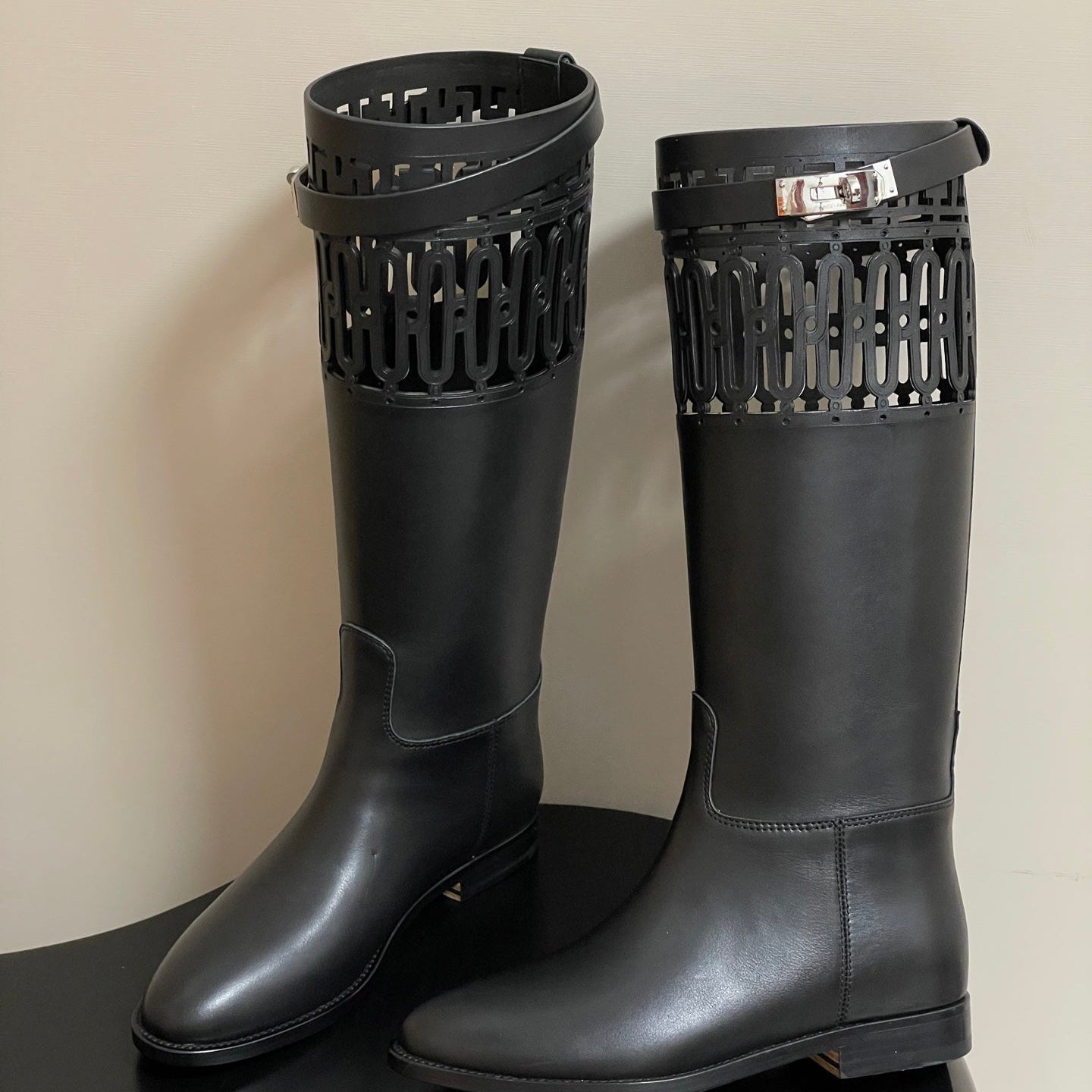 HM Jumping Boots Black Kelly Buckle Calfskin 423264