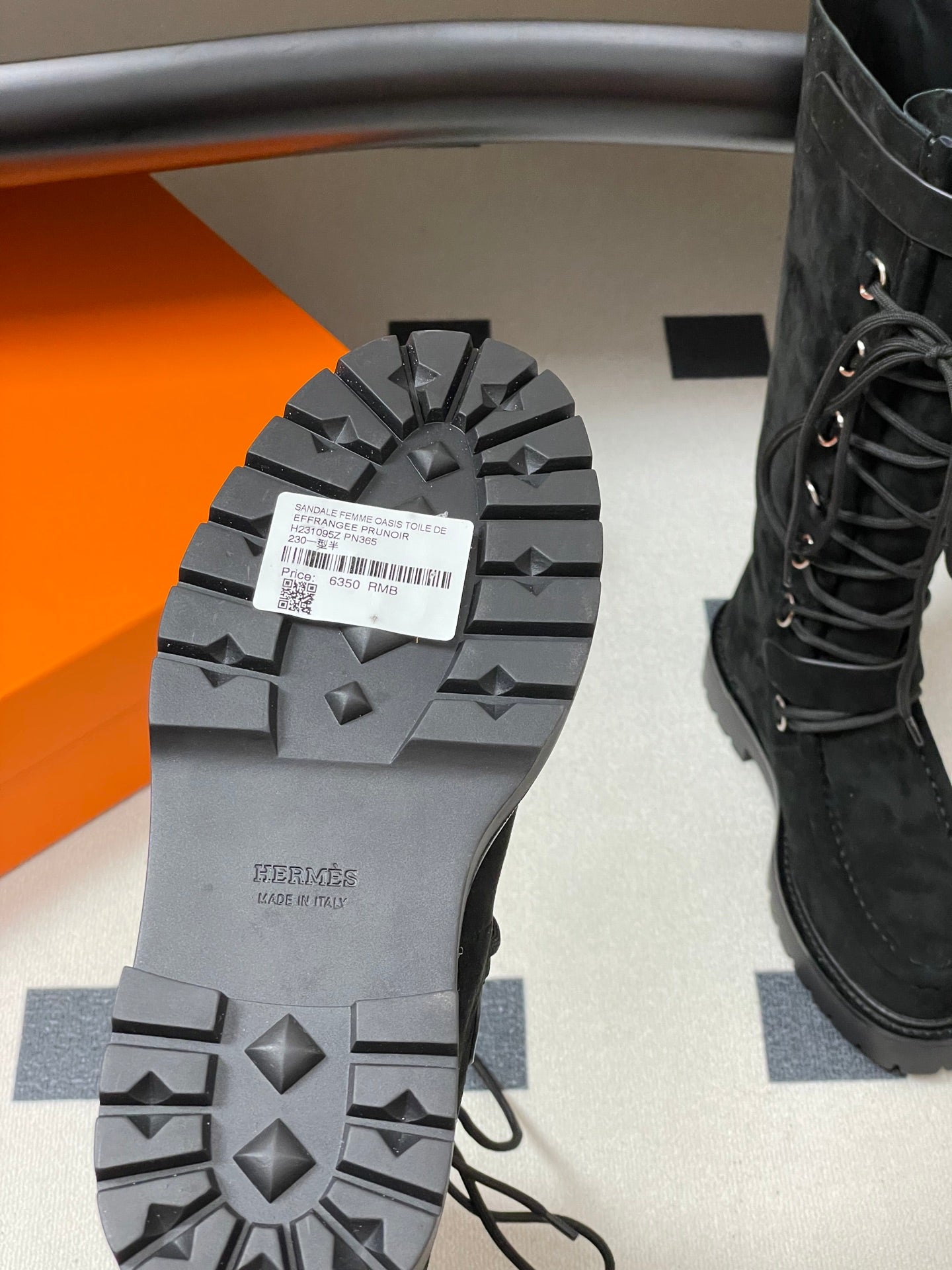 HM lace up boots belt buckle black suede