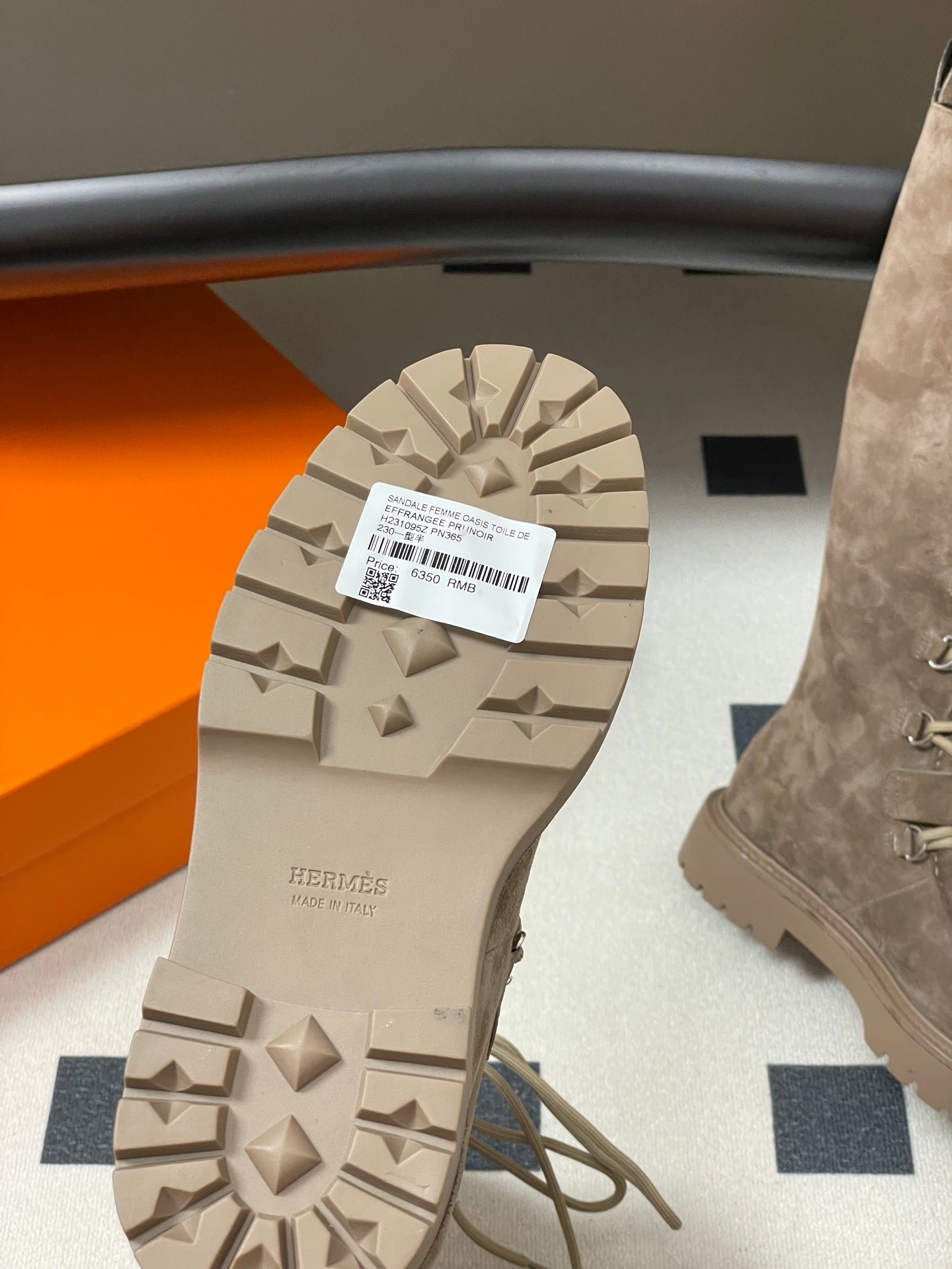 HM lace up boots belt buckle taupe suede