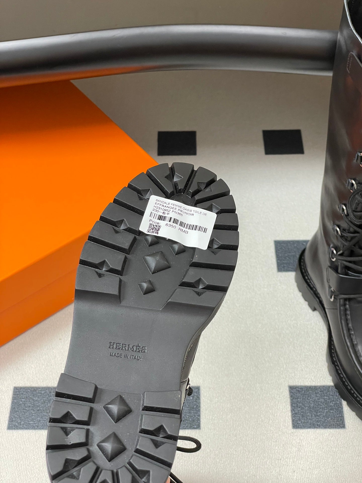 HM lace up boots belt buckle black leather