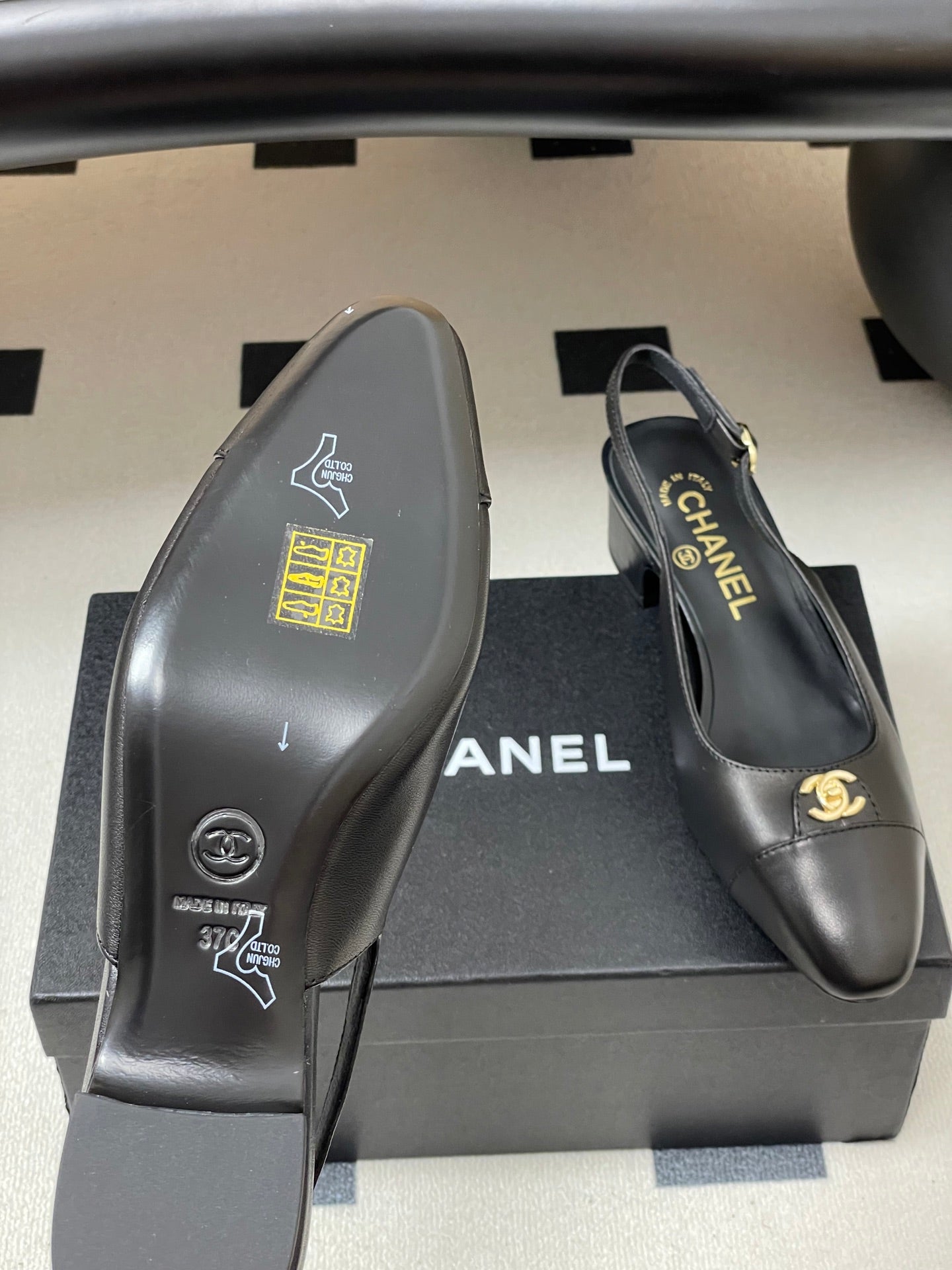 Chanel 25 Slingback 30mm Black Lambskin 473215