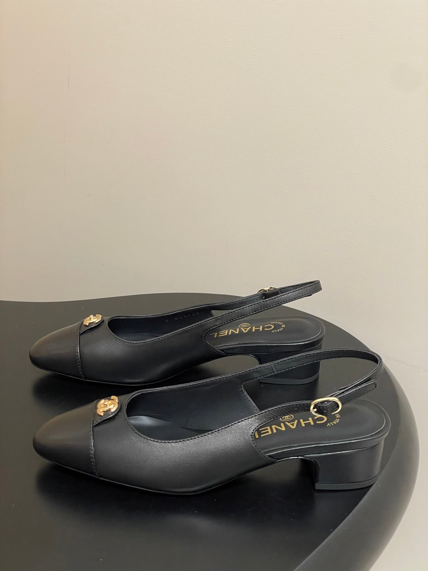 Chanel 25 Slingback 30mm Black Lambskin 473215