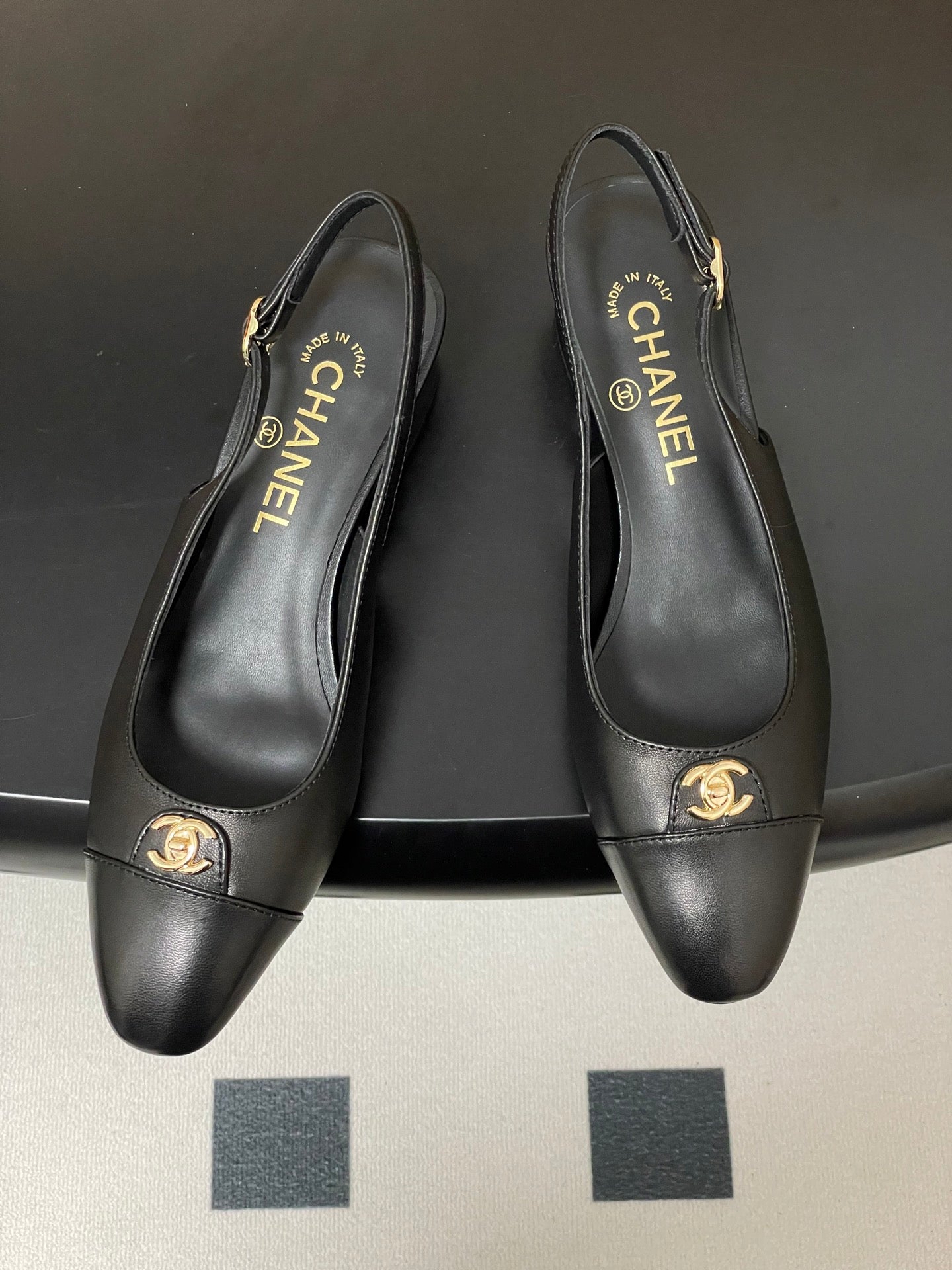 Chanel 25 Slingback 30mm Black Lambskin 473215