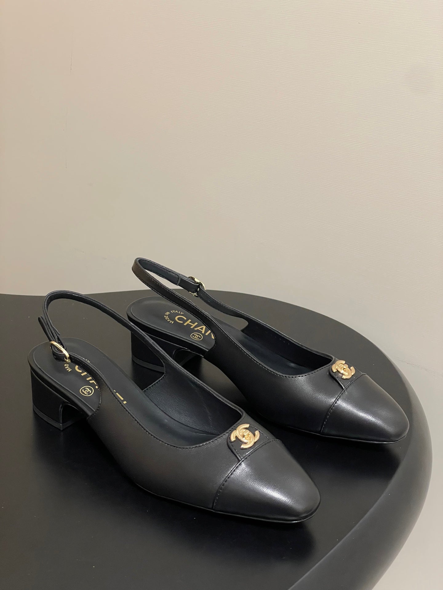 Chanel 25 Slingback 30mm Black Lambskin 473215