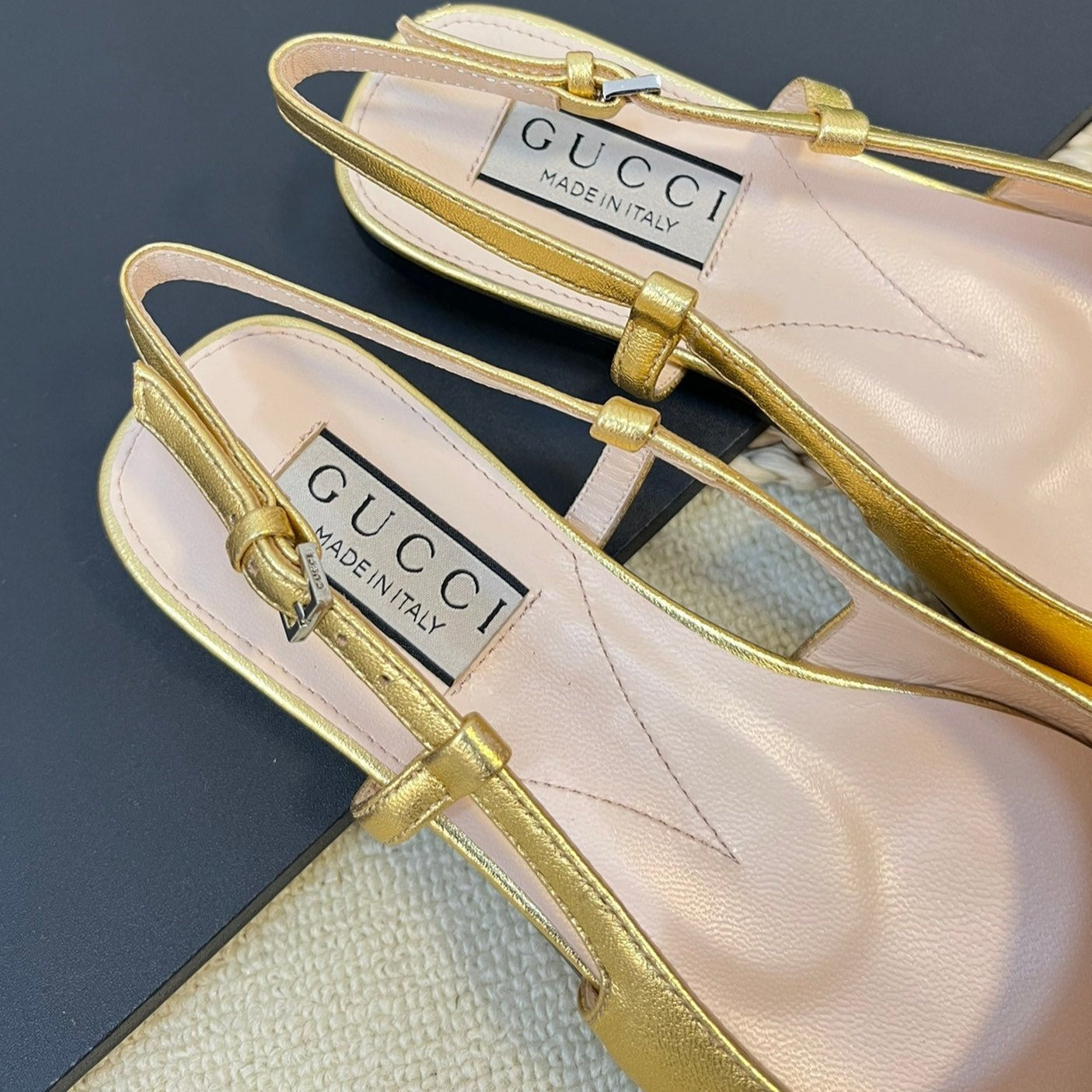 GG Double G patent leather slingback ballet flats Gold