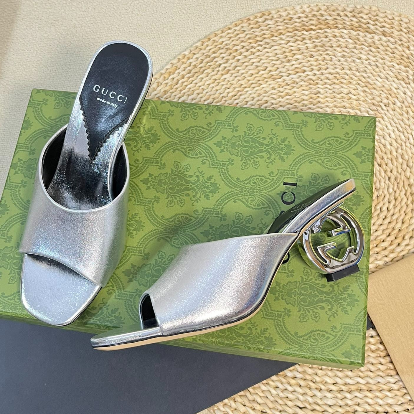 GG  Women's Heeled Sandals Silver