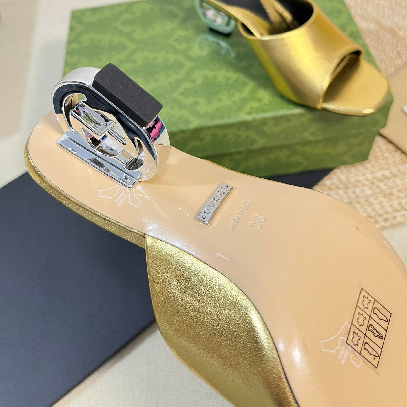 GG  Women's Heeled Sandals Golden