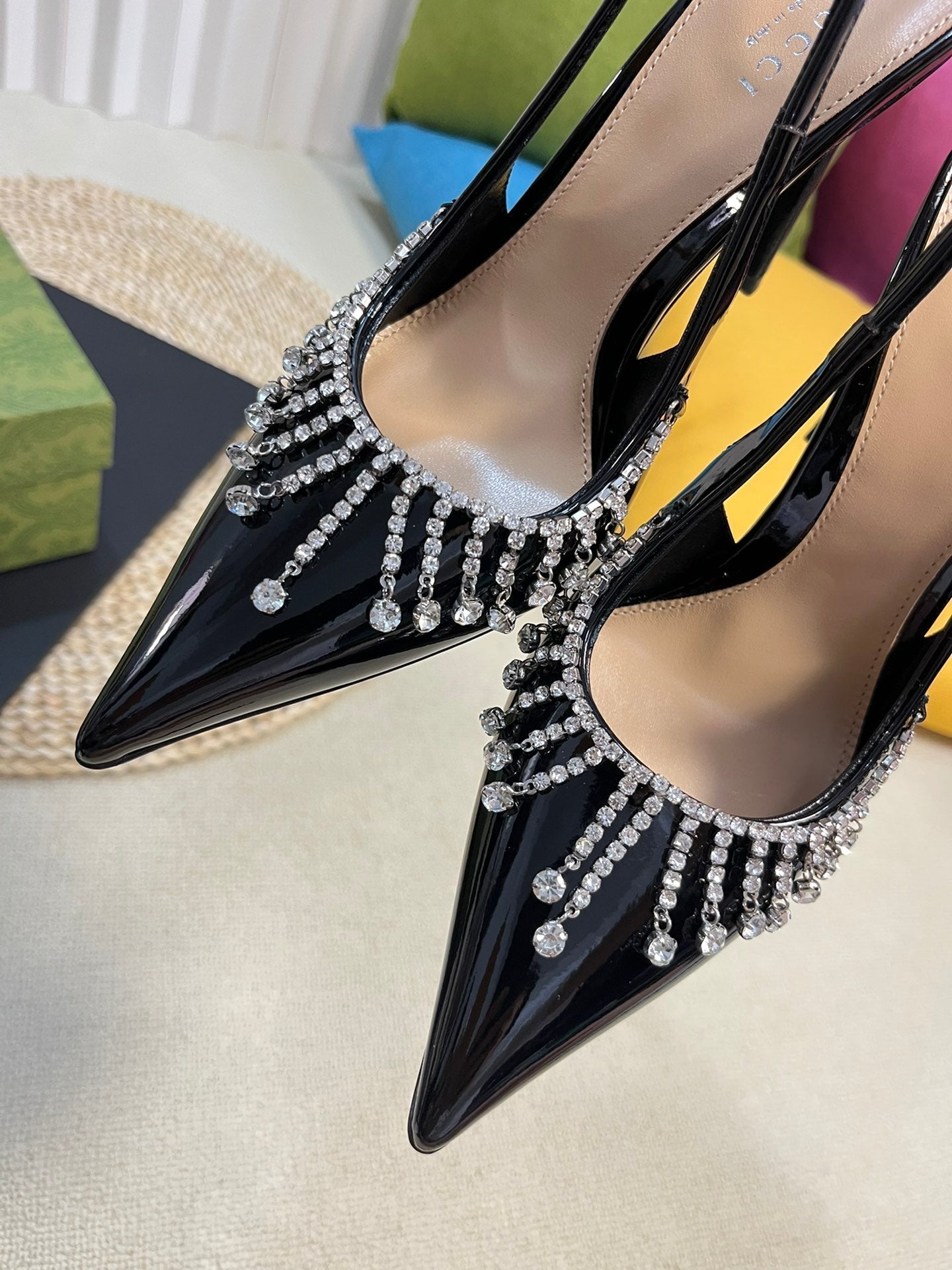 GC Embellished Slingback Black Patent Leather 294625