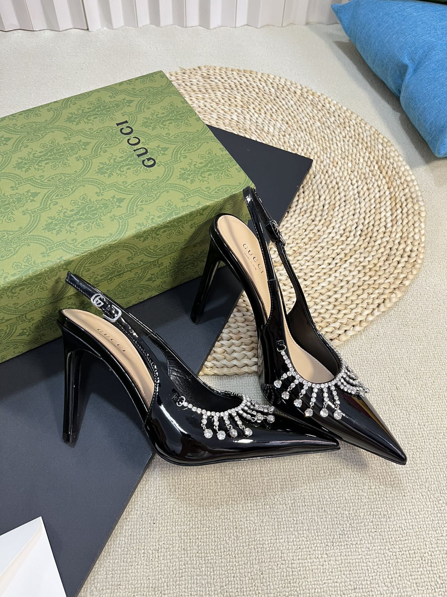 GC Embellished Slingback Black Patent Leather 294625