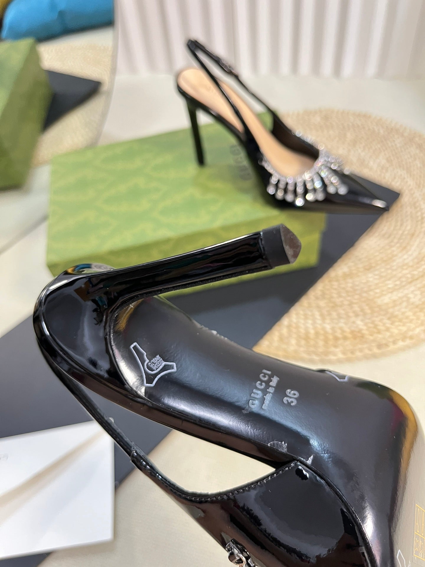 GC Embellished Slingback Black Patent Leather 294625