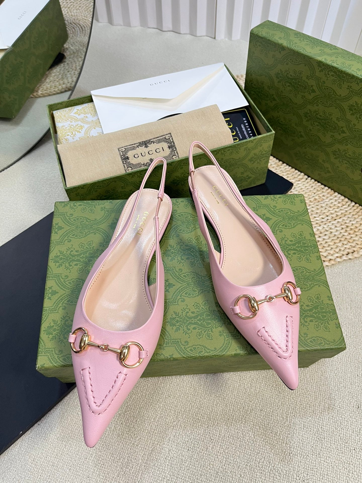 GC Horsebit Slingback Pump 10mm Pink Sheepskin 294555