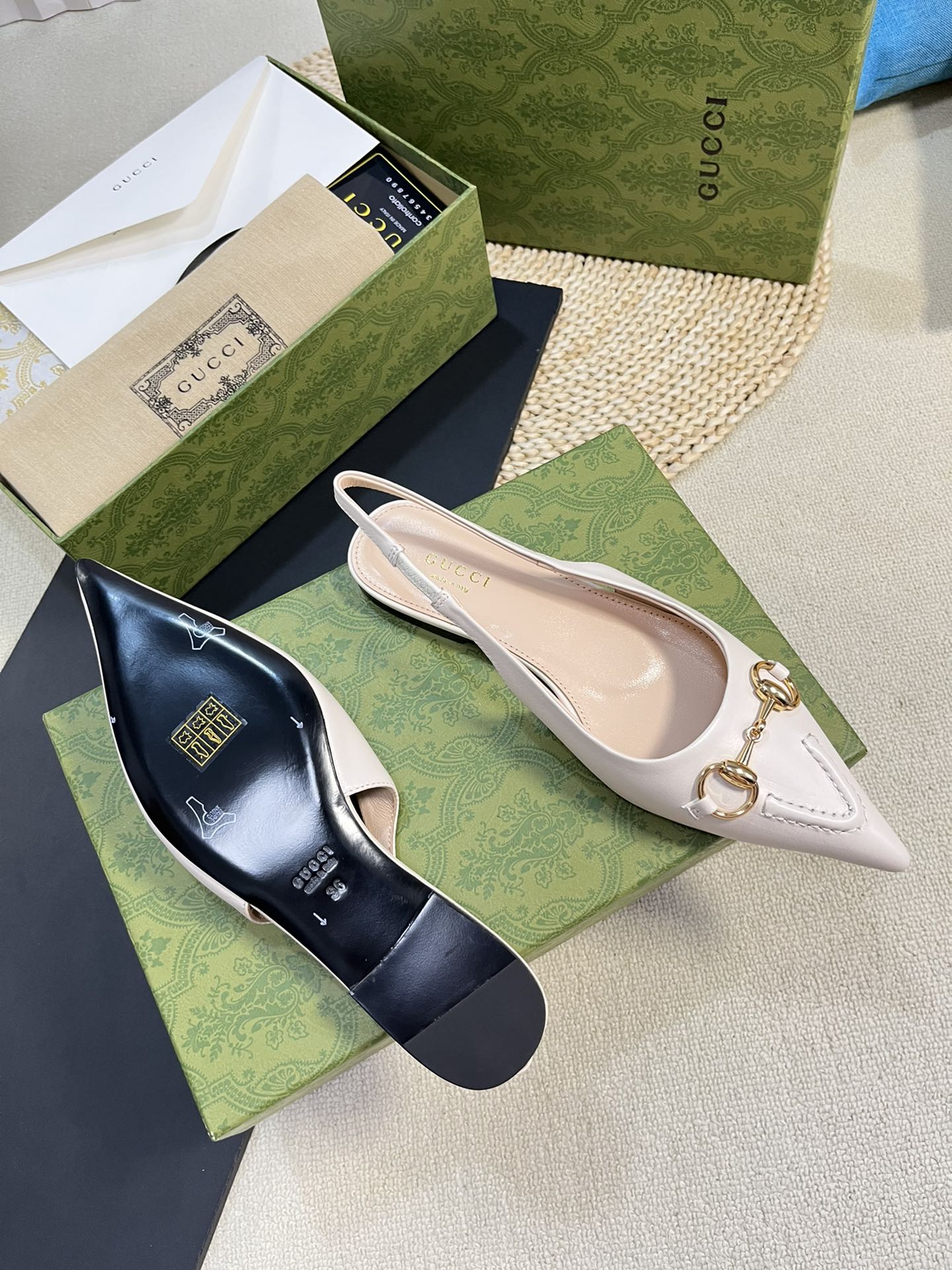 GC Horsebit Slingback Pump 10mm White Sheepskin 294556