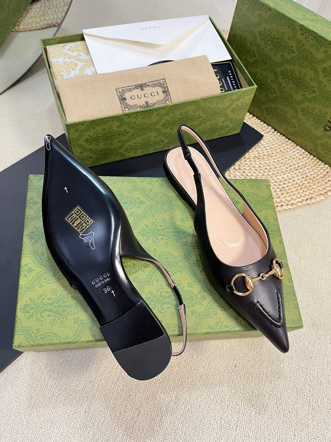 GC Horsebit Slingback Pump 10mm Black Sheepskin 294557