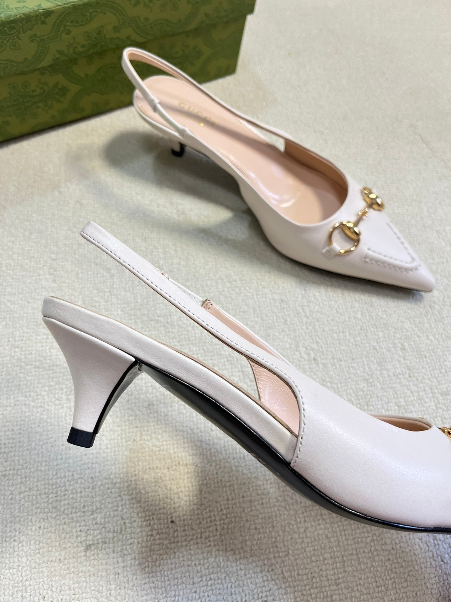 GC Horsebit Slingback Pump 50mm White Sheepskin 294562