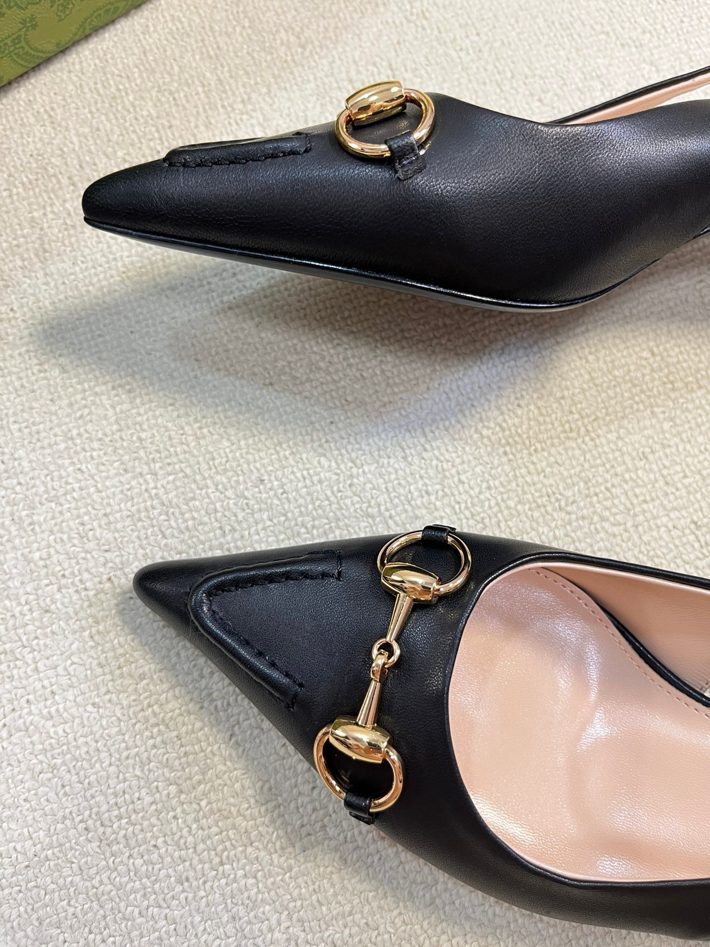 GC Horsebit Slingback Pump 50mm Black Sheepskin 294563