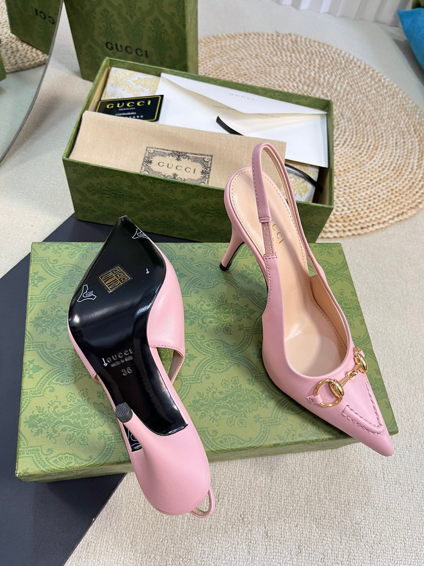 GC Horsebit Slingback Pump 100mm Pink Sheepskin 294567