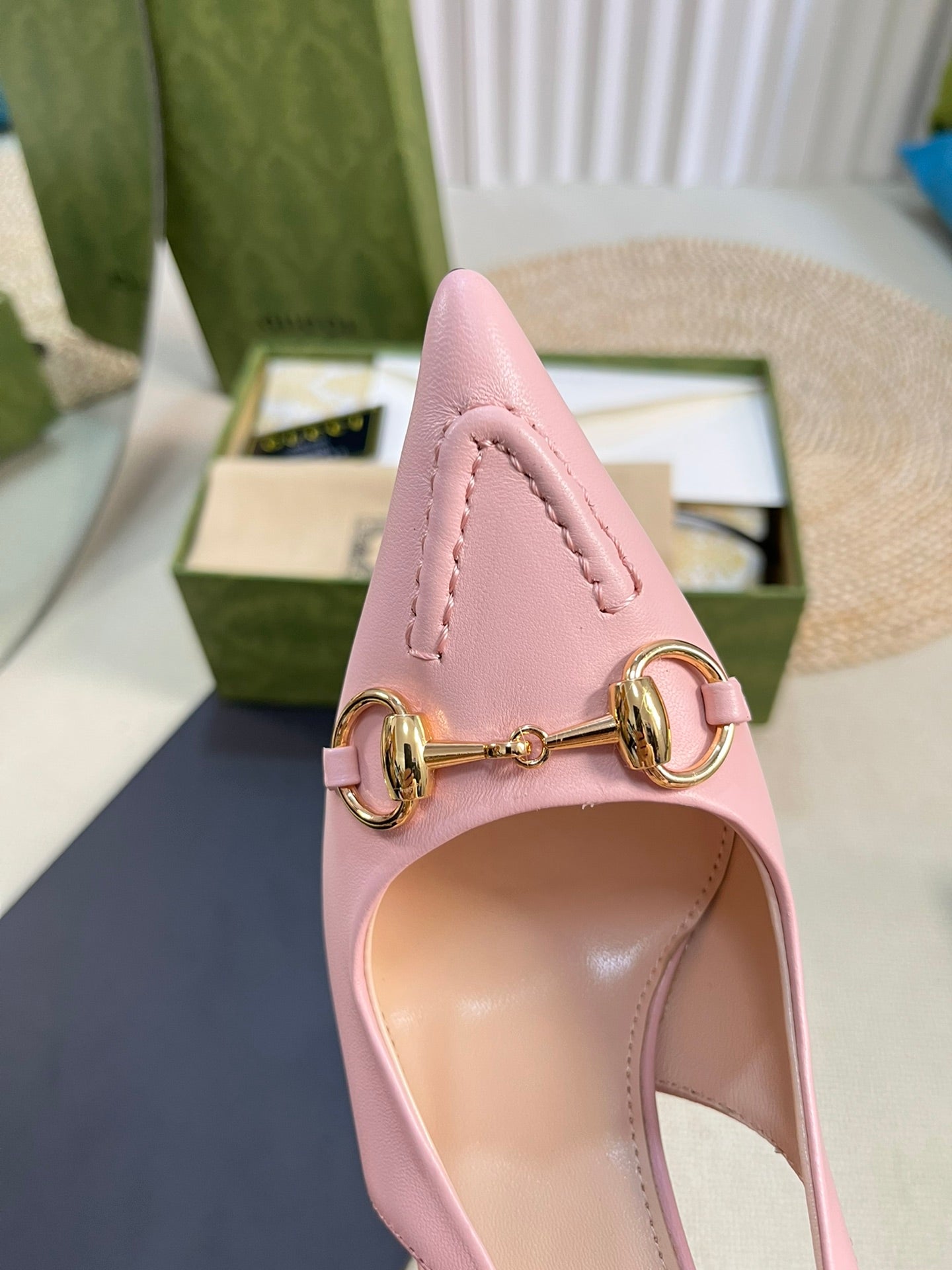 GC Horsebit Slingback Pump 100mm Pink Sheepskin 294567