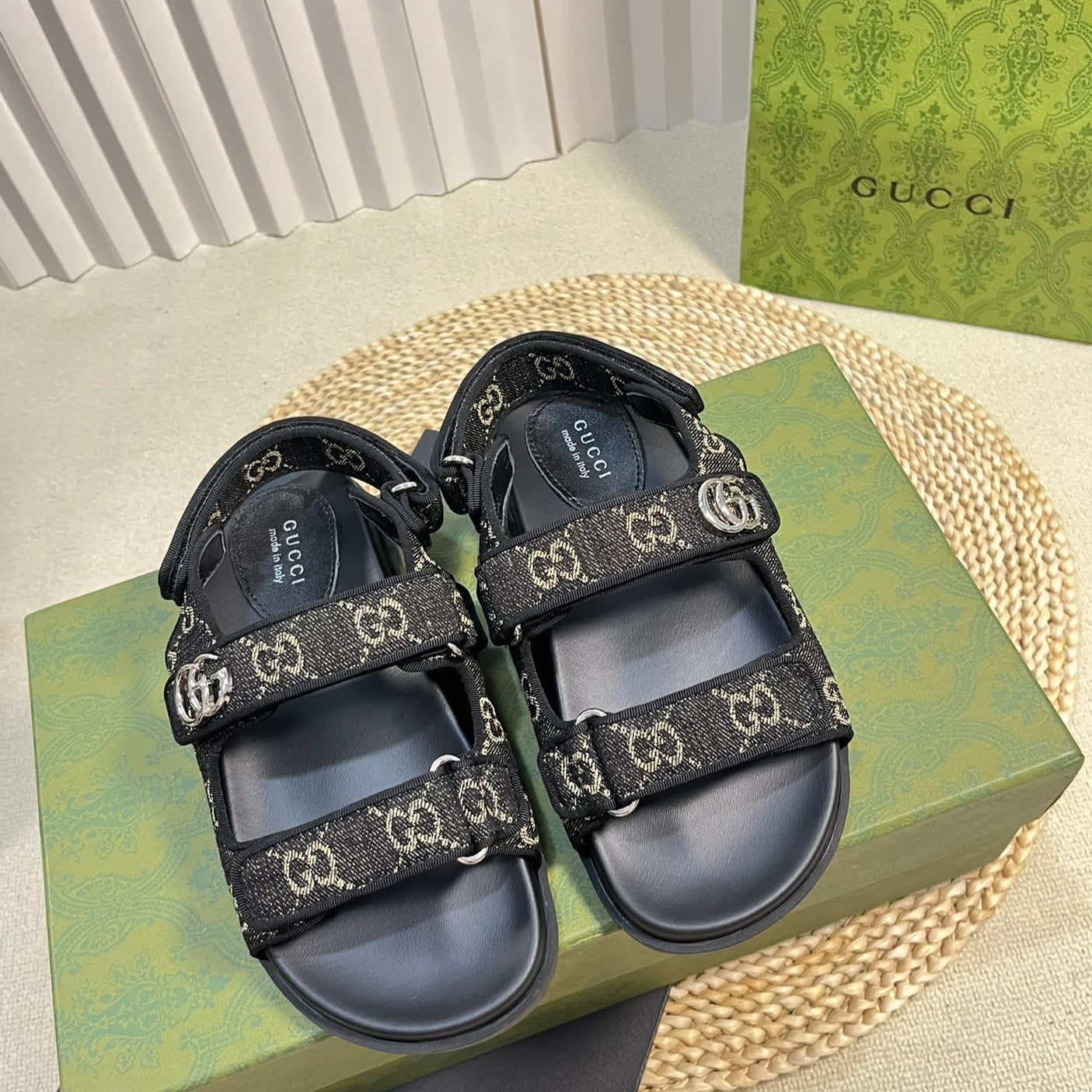 GG  Sandal With Double G Black Caro