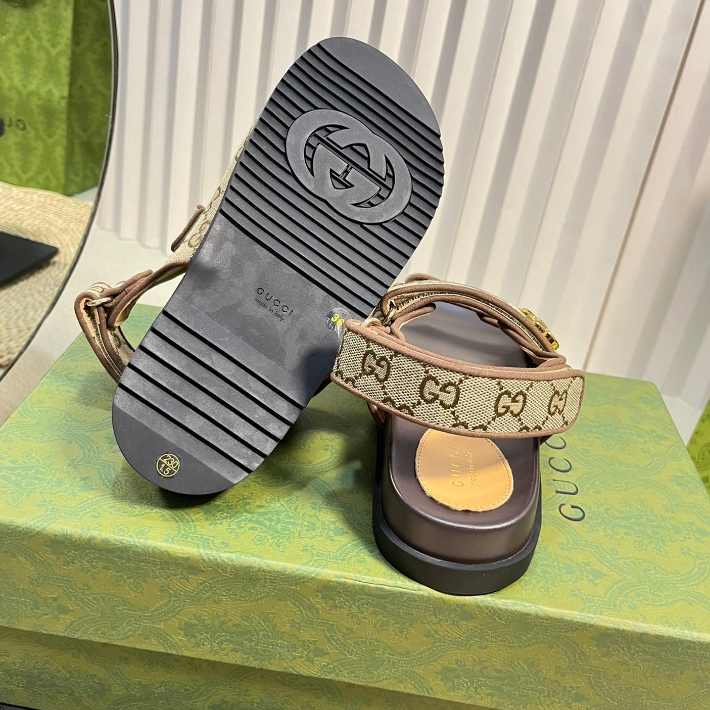 GG  Sandal With Double G Brown Caro