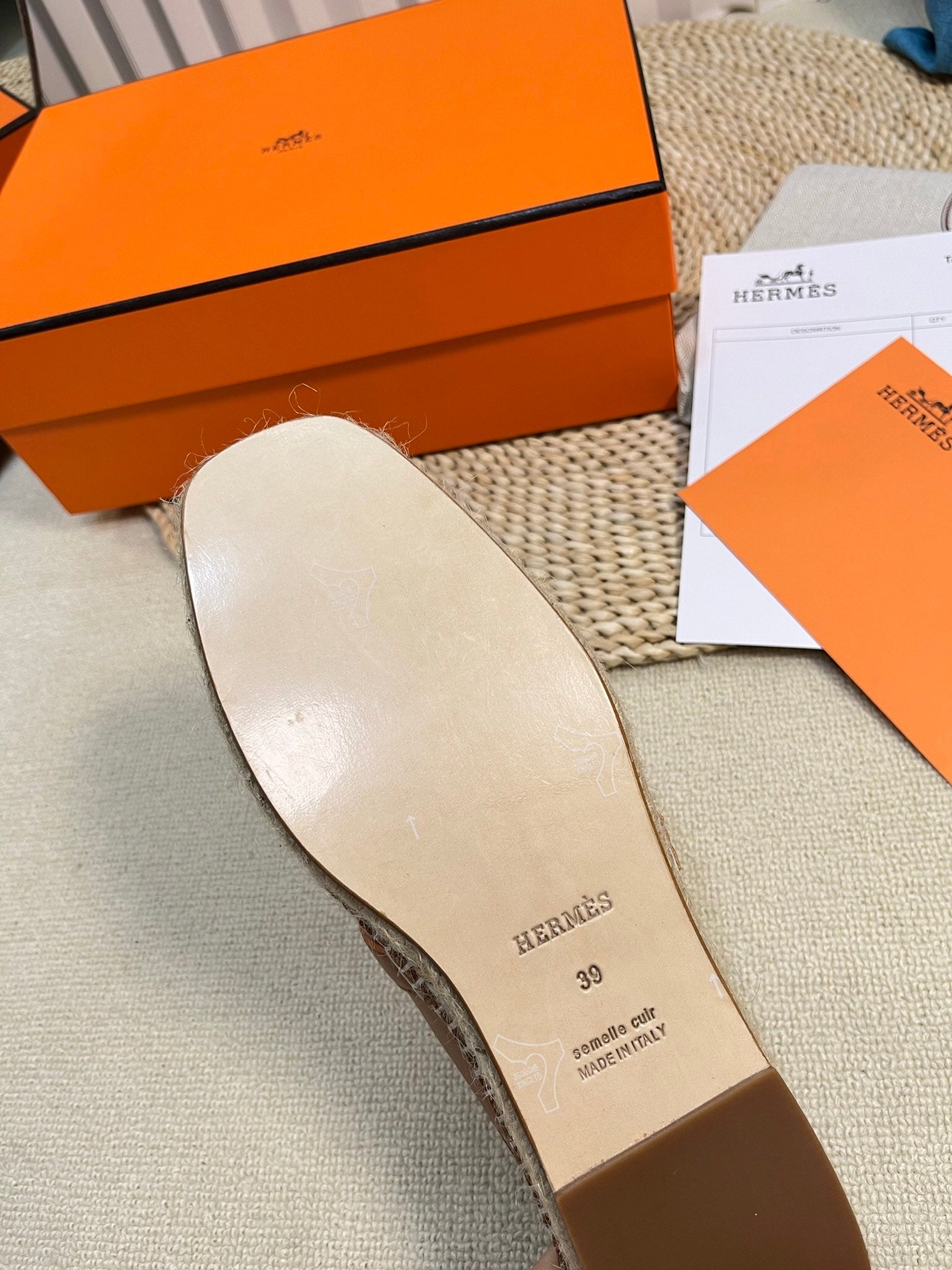 HM Feria Espadrille Mule Brown Calfskin