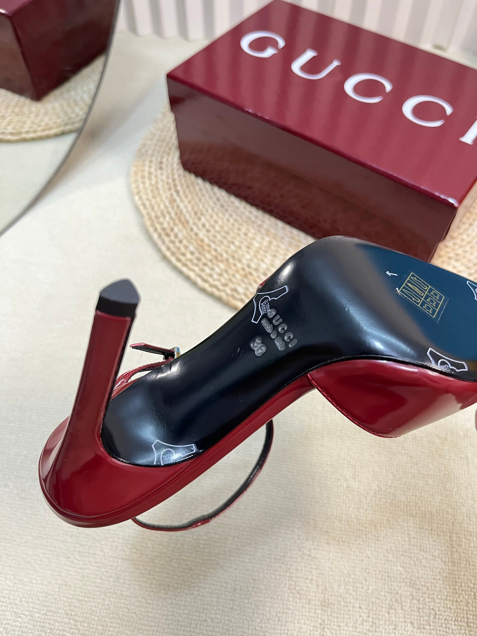 GC 100mm Heeled Slingbacks Rosso Ancora Red Sheepskin 294607