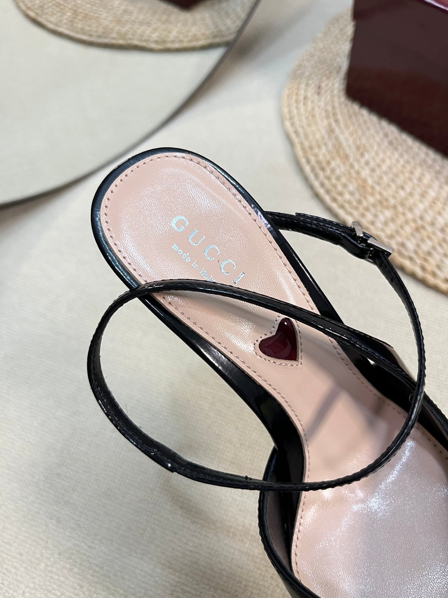 GC 100mm Heeled Slingbacks Black Sheepskin 294608