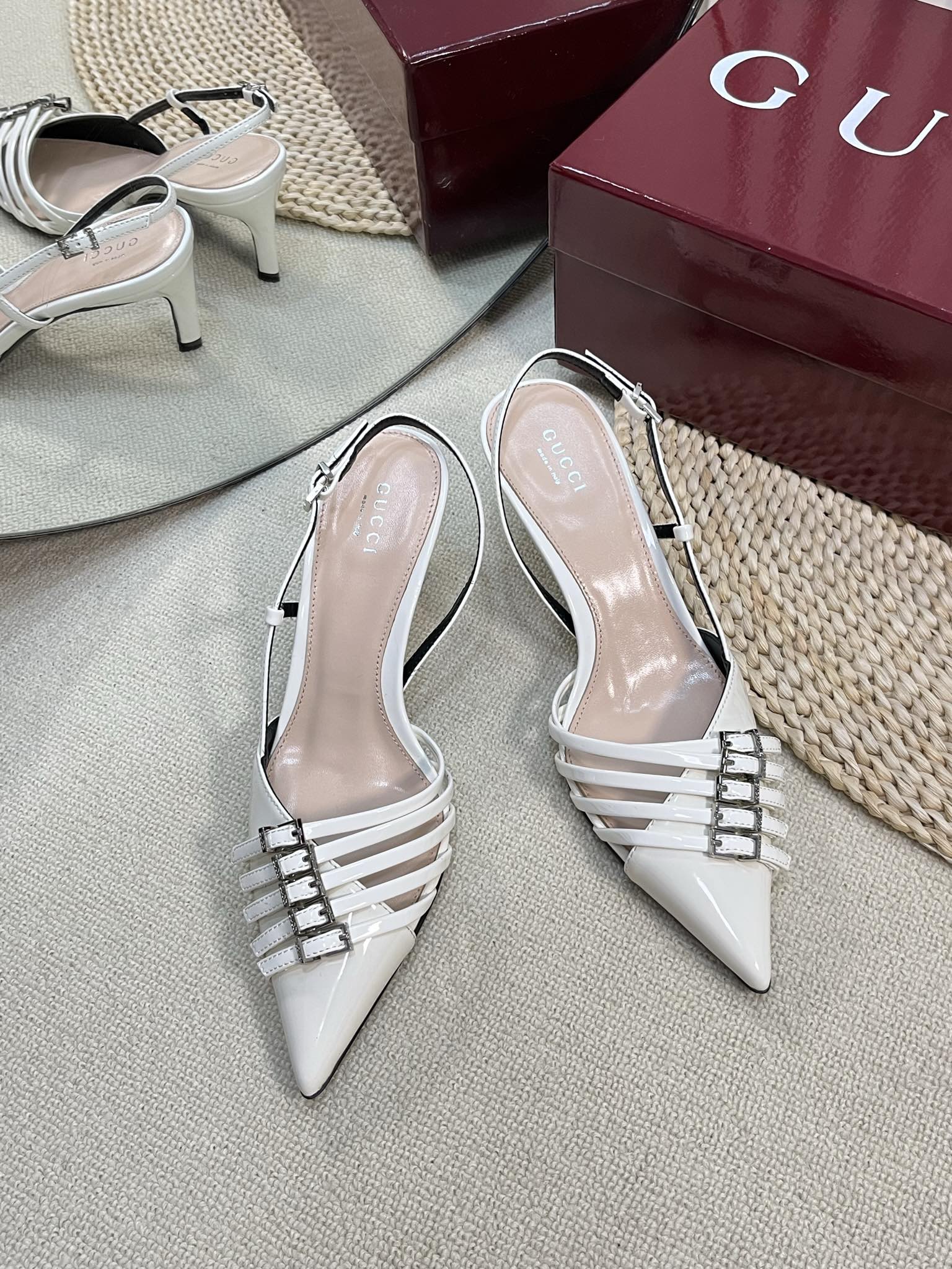 GC Regent Buckles Slingback White Leather 294604