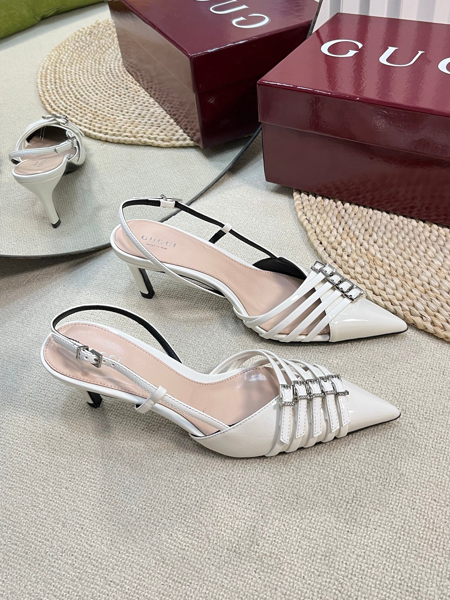 GC Regent Buckles Slingback White Leather 294604