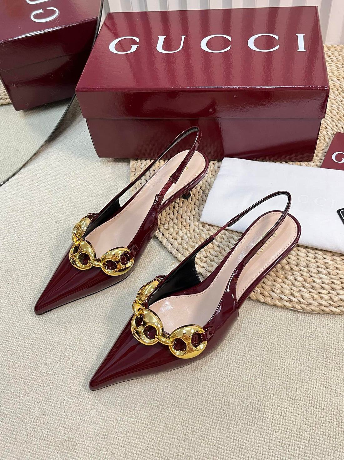 GC Slingbacks With Marina Chain 50mm Red Patent Leather 294582