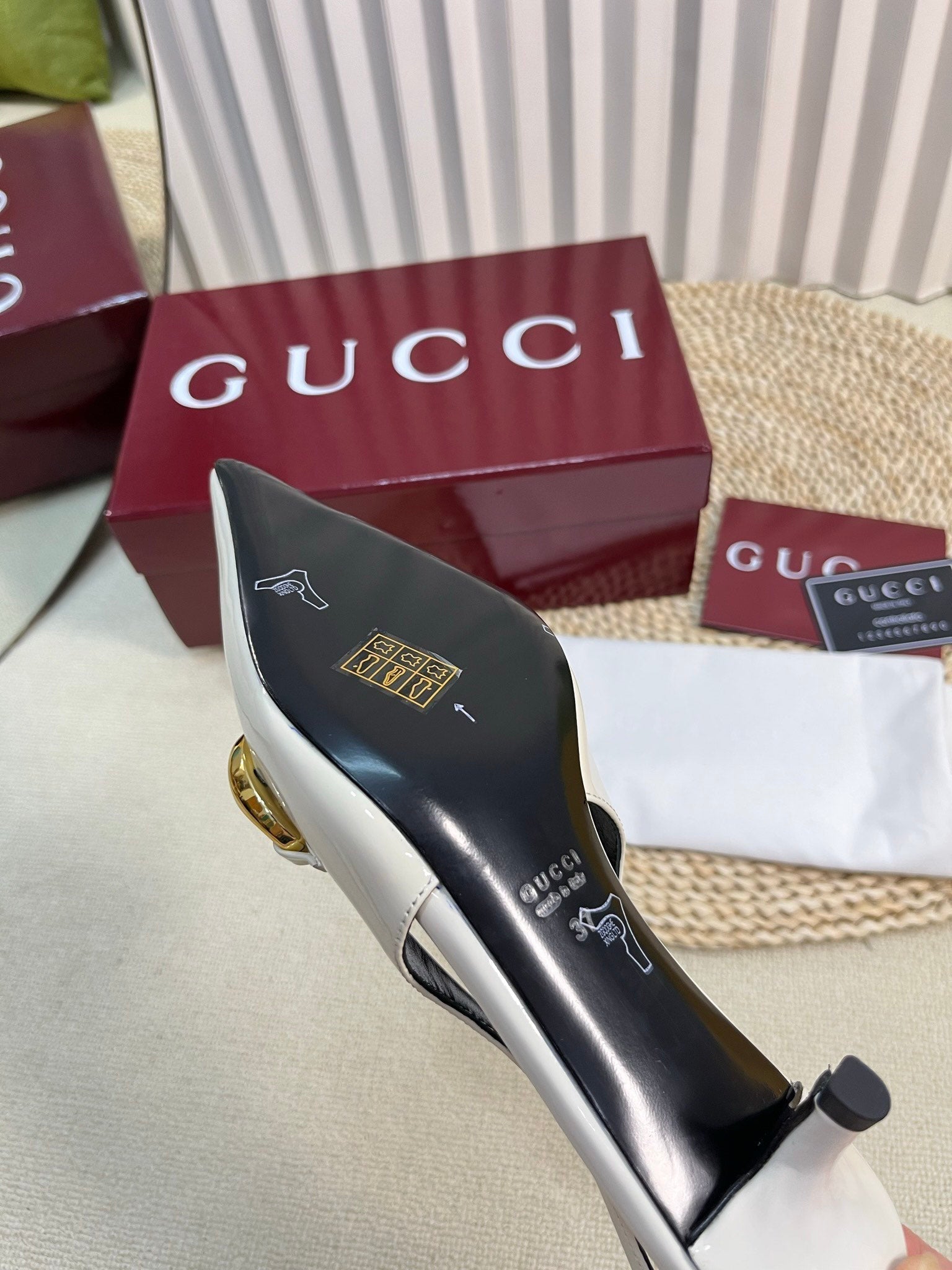 GC Slingbacks With Marina Chain 50mm White Patent Leather 294583